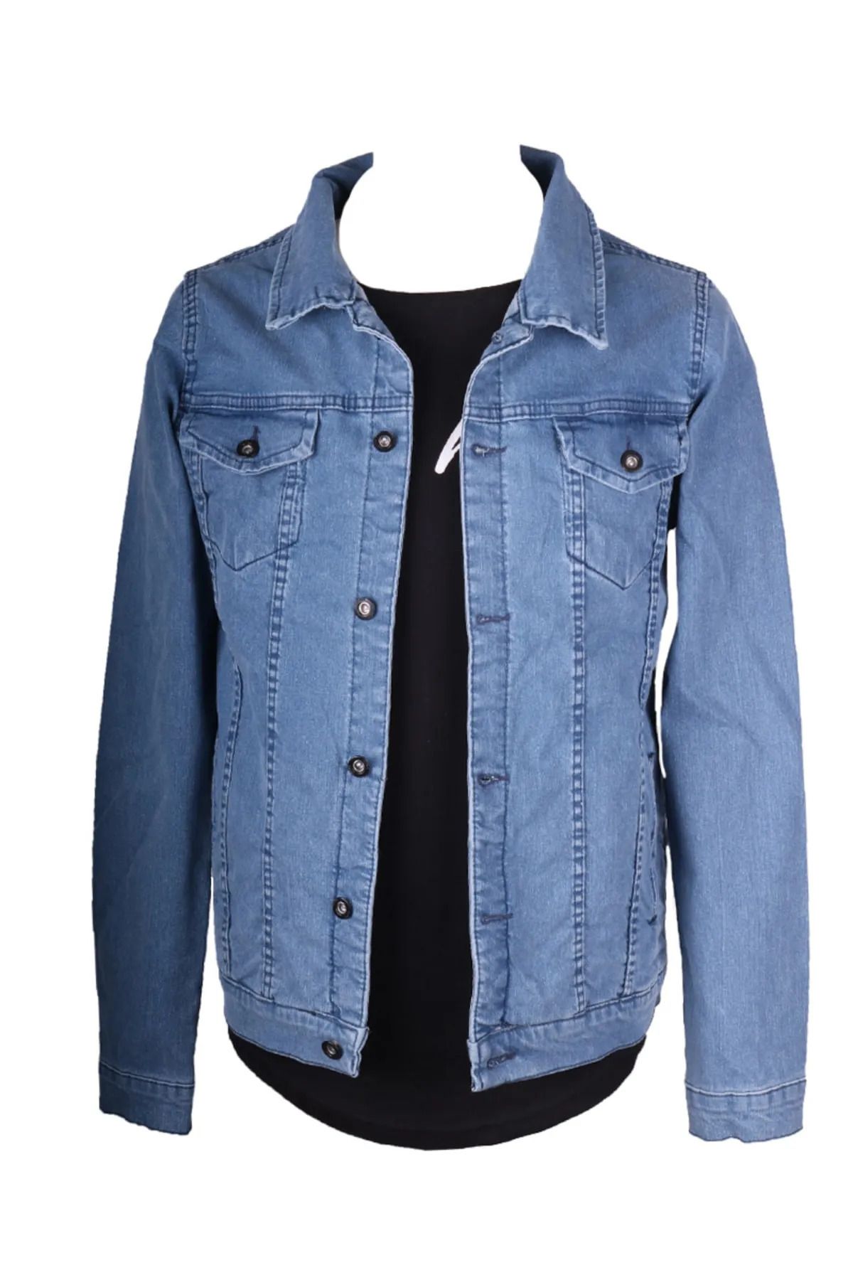 viking's line Erkek Denim Açık Mavi Kot Ceket