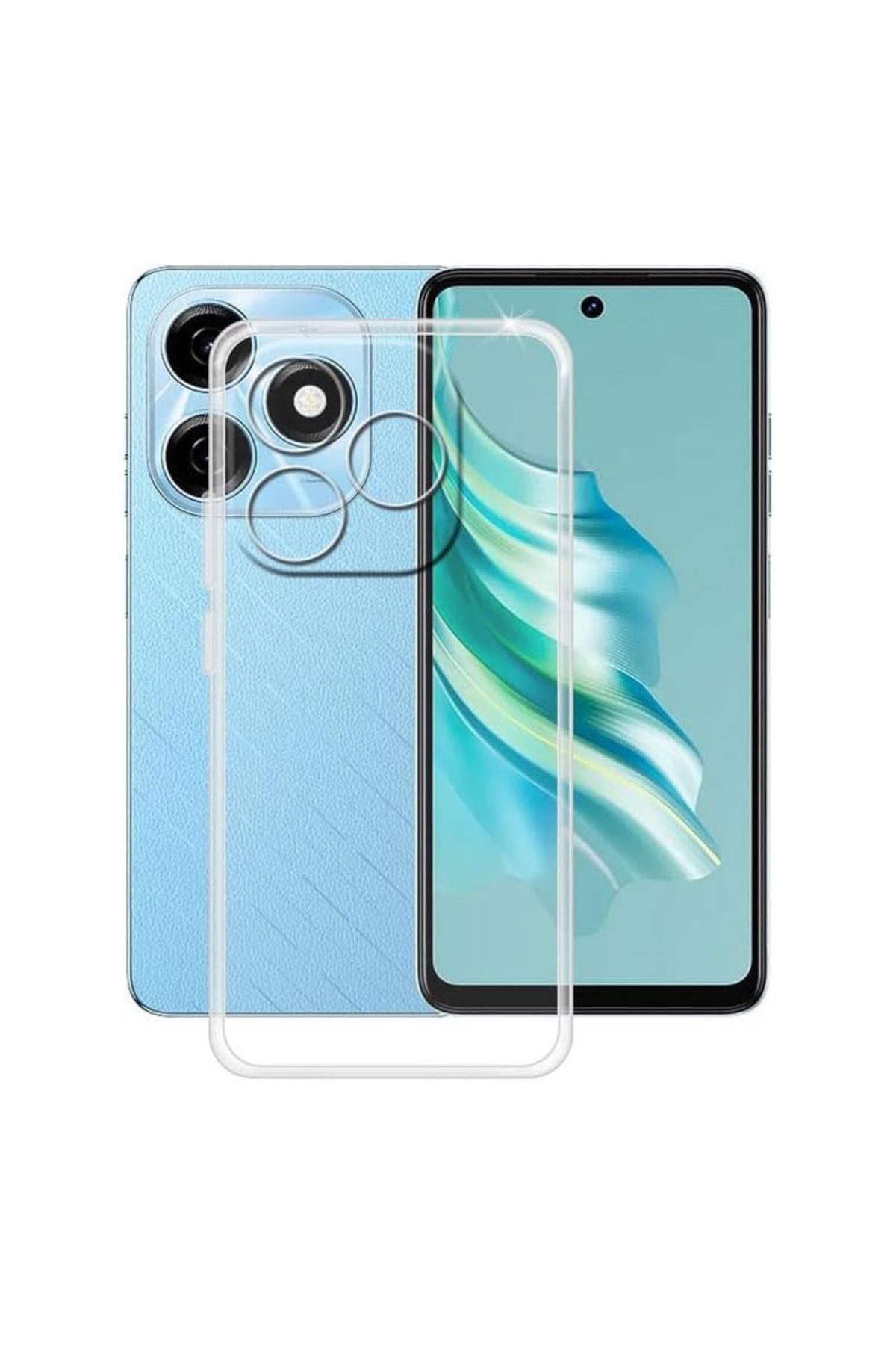 KZY İletişim Tecno Spark 20 ile Uyumlu Kapak Kamera Korumalı Süper Silikon Şeffaf Kılıf