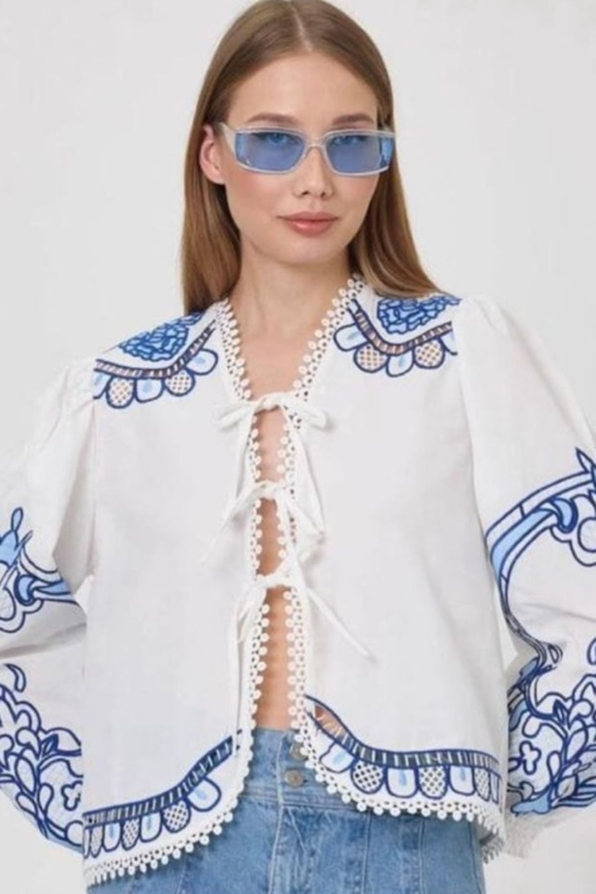 bb butik basic Özel Seri Etnik Desenli İşlemeli Ceket SE7611