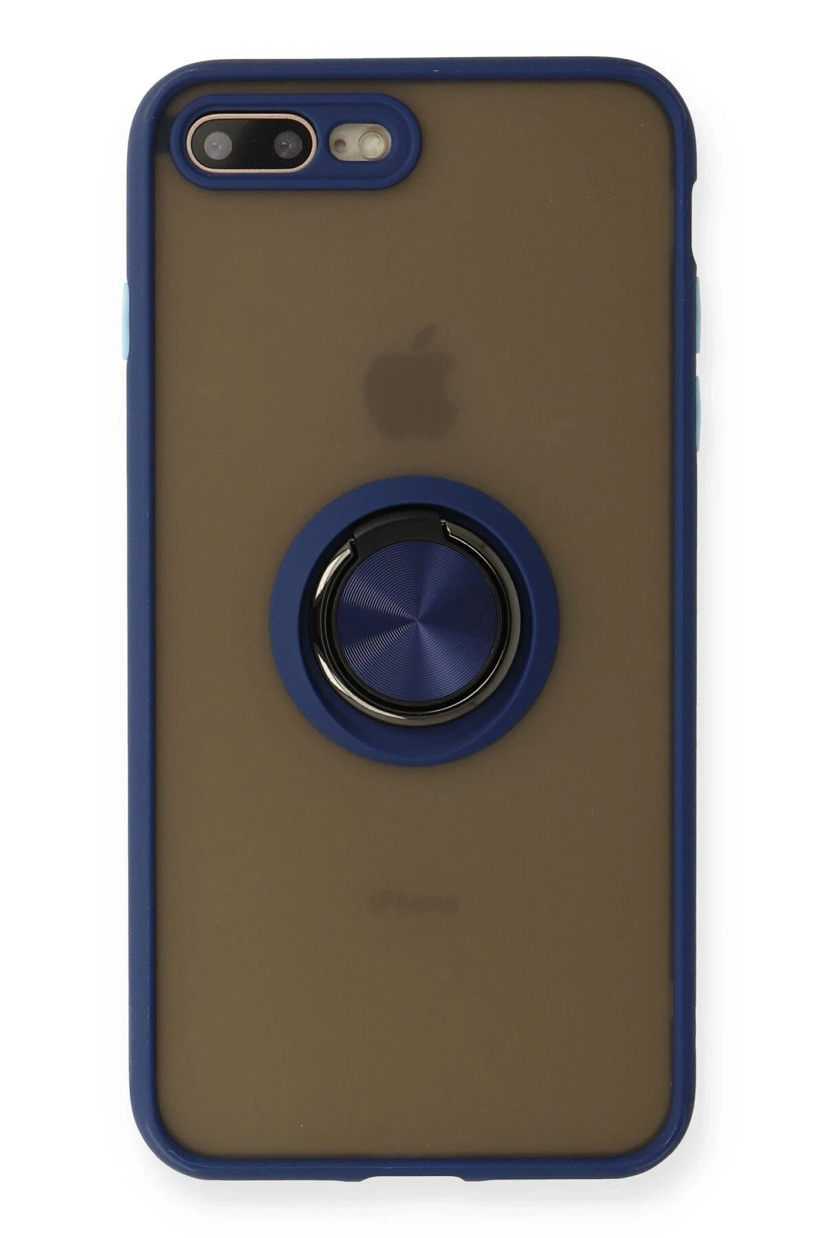 NewFace iPhone 7 Plus Kılıf Montreal Yüzüklü Silikon Kapak - Lacivert LZWDR