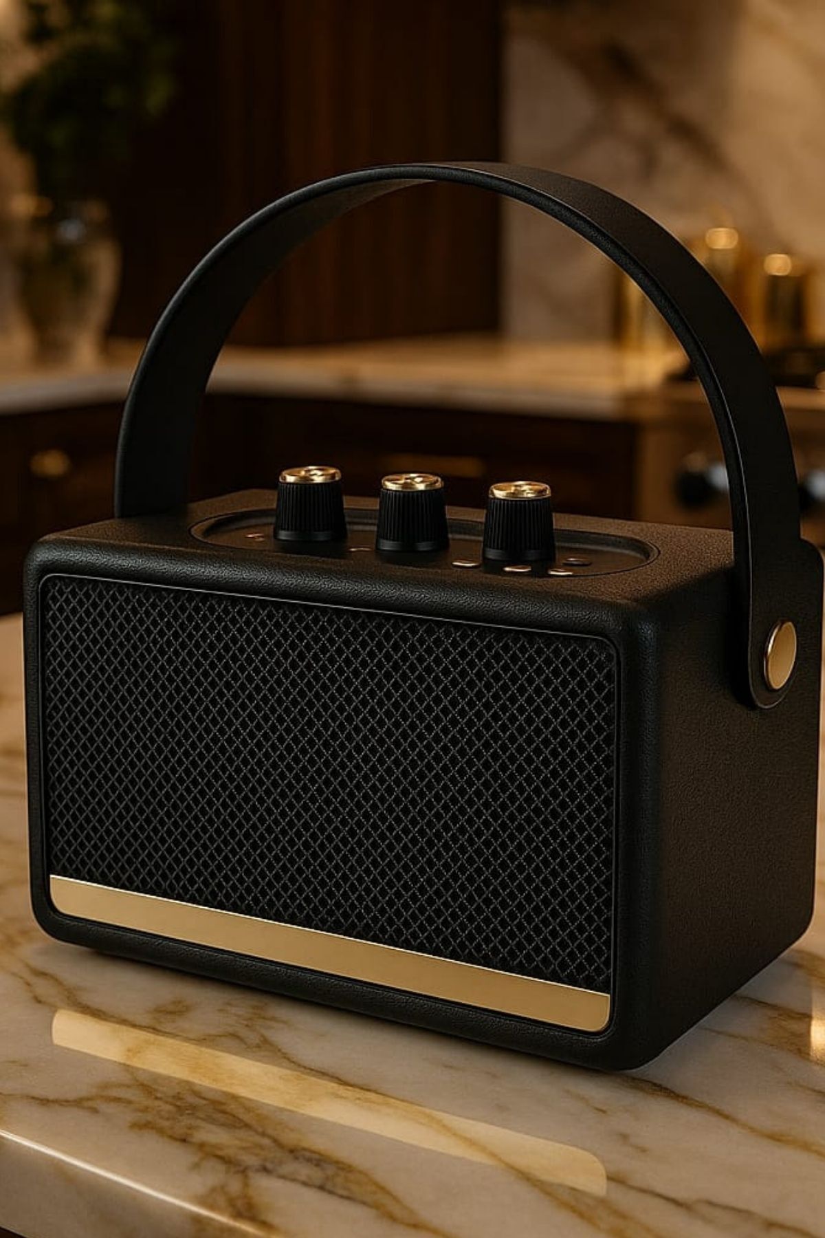 Zineets Nostaljik Radyo Fm Ahşap Görünümlü Bluetooth Hoparlör Siyah Renk Vintage Işıklı Usb Sd
