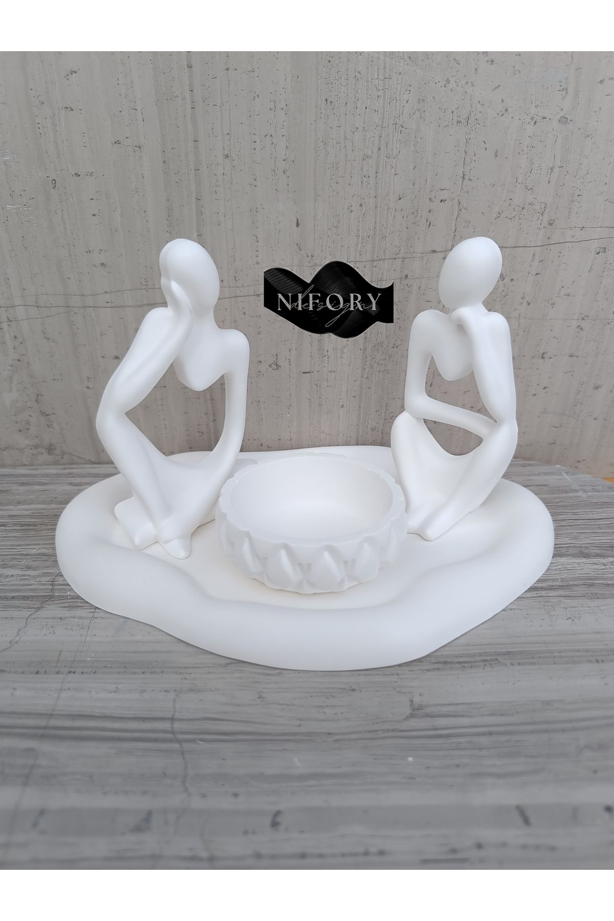 Nifory 520-N0144 Dekoratif Beton Sunum Aksesuar Set Beton Biblo Organizer Takımı Çok Amaçlı Dekoratif Set
