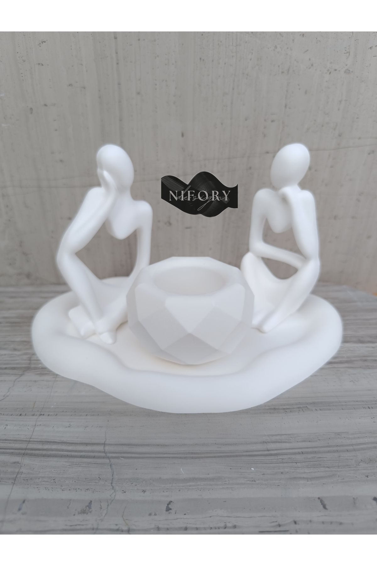 Nifory 520-N0143 Dekoratif Beton Sunum Aksesuar Set Beton Biblo Organizer Takımı Çok Amaçlı Dekoratif Set