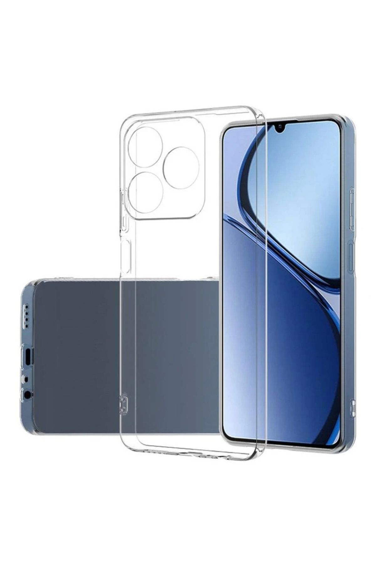 KZY İletişim Realme C63 ile Uyumlu Kapak Kamera Korumalı Süper Silikon Şeffaf Kılıf