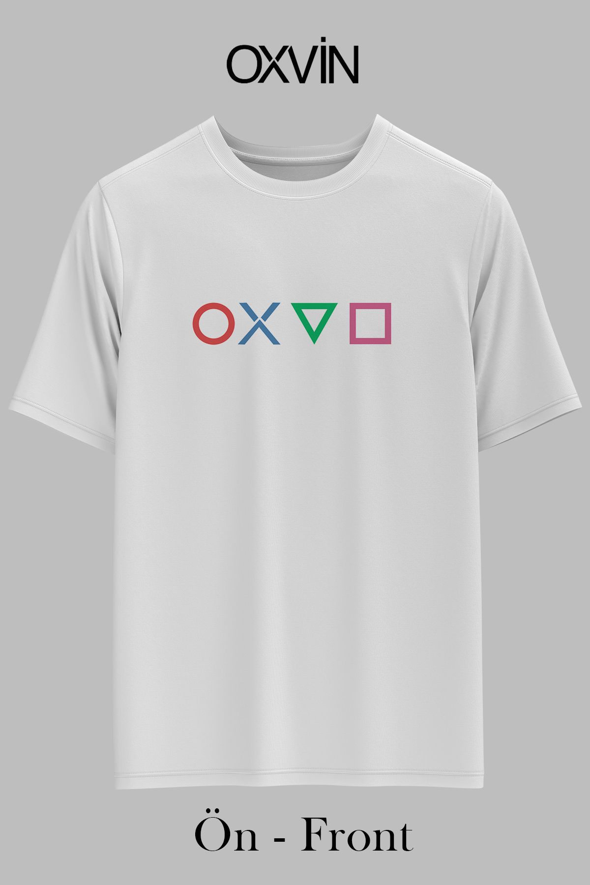 OXVİN Geometerik OXVİN Baskılı OVERSİZE Unisex T-Shirt (BOL KALIP)