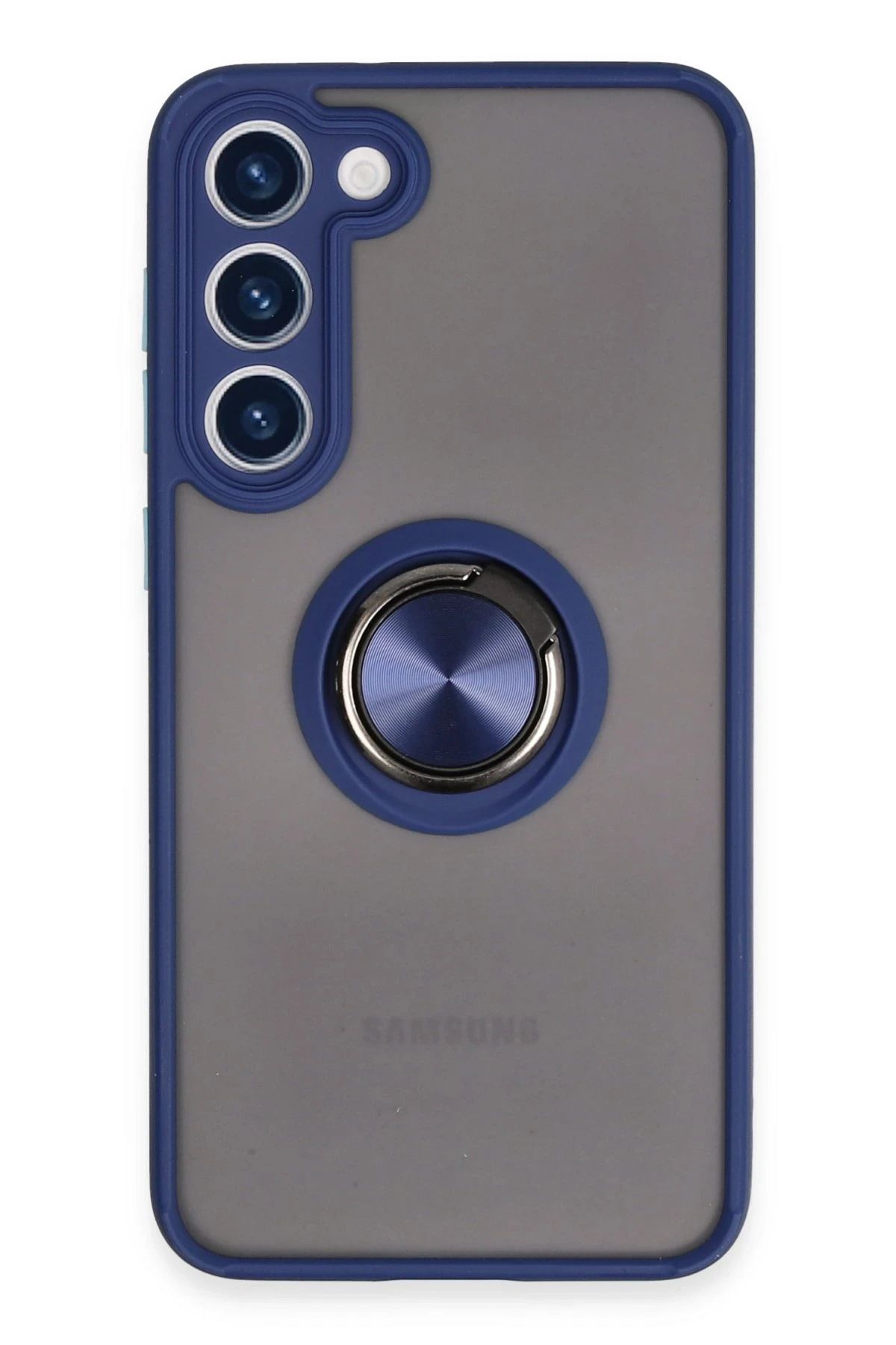 NewFace Samsung Galaxy S23 Plus Kılıf Montreal Yüzüklü Silikon Kapak - Lacivert YNSMR