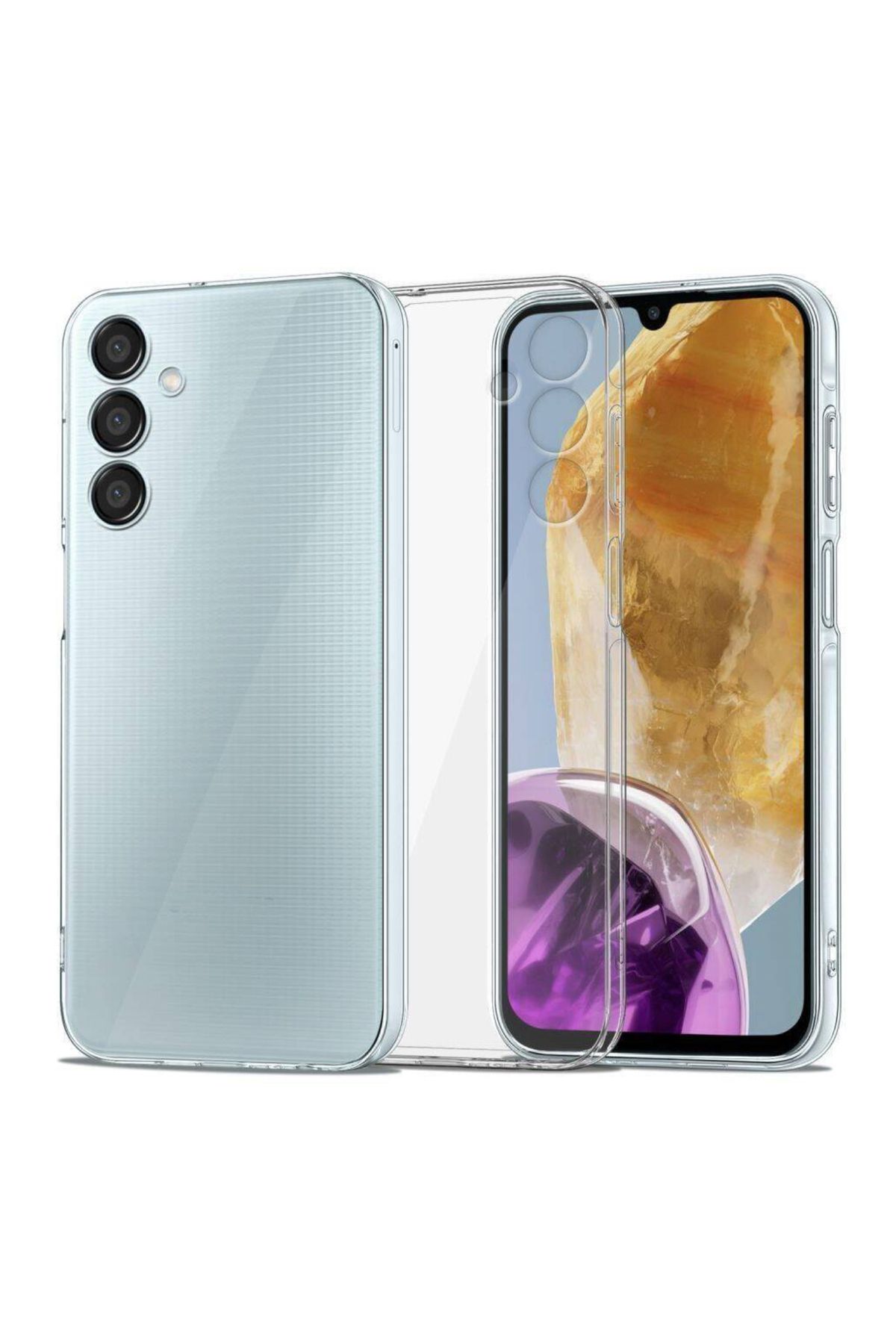 KZY İletişim Samsung Galaxy M15 ile Uyumlu Kapak Kamera Korumalı Süper Silikon Şeffaf Kılıf