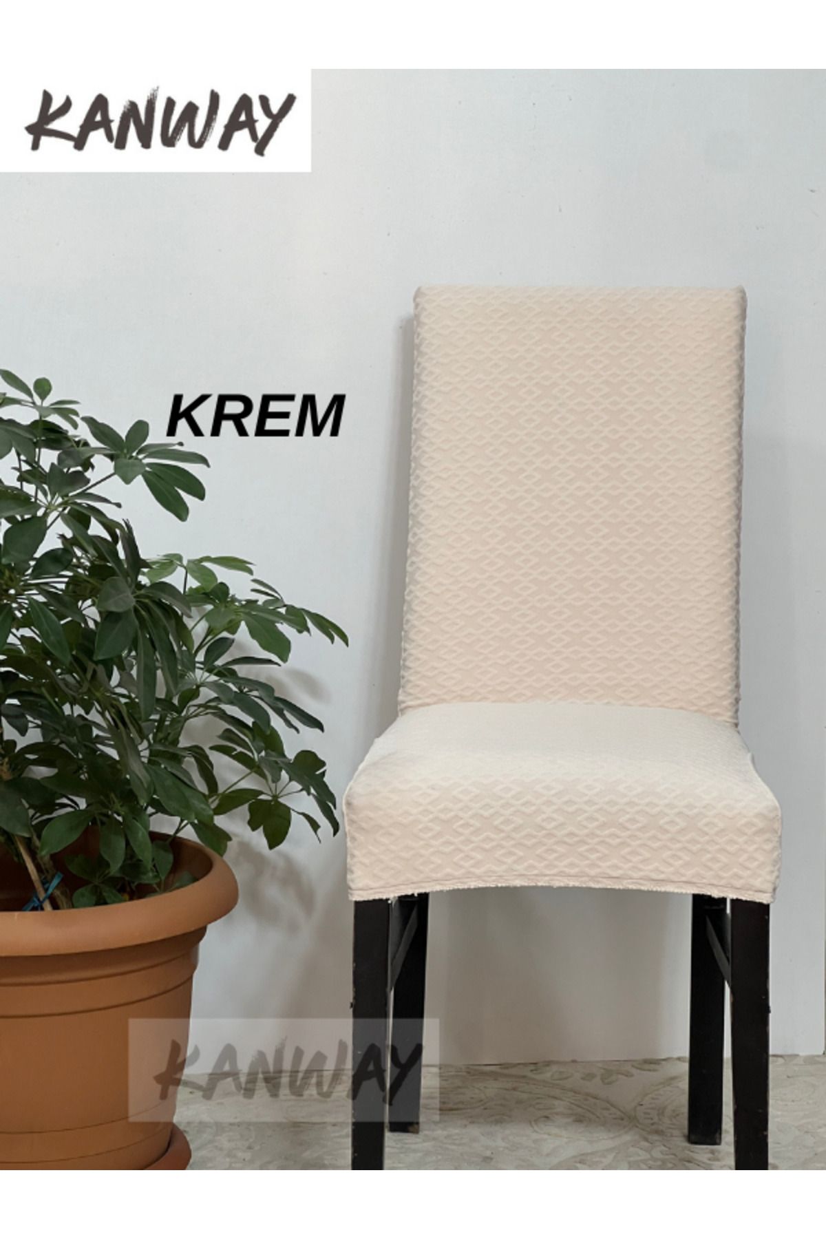 kanway zincir desen kumaş sandalye örtüsü yıkanabilir esnekli lastikli sandalye kılıfı ( 1 ADET )