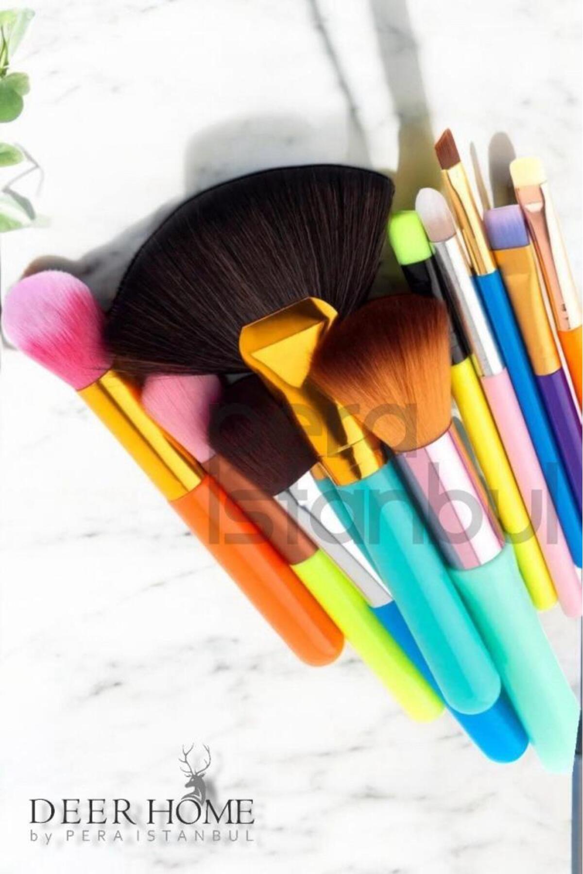 ست برس آرایشی ضروری رنگارنگ 10 تکه — ست برس مسافرتی حرفه‌ای VIP — تصویر 2 از 5