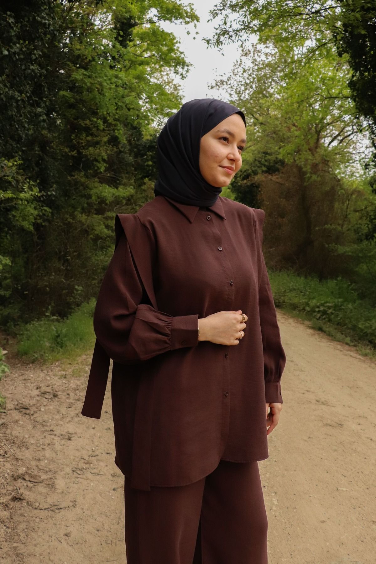 ilmek 25998 Kadın Modal Kumaş Kemerli Pantolonlu Takım