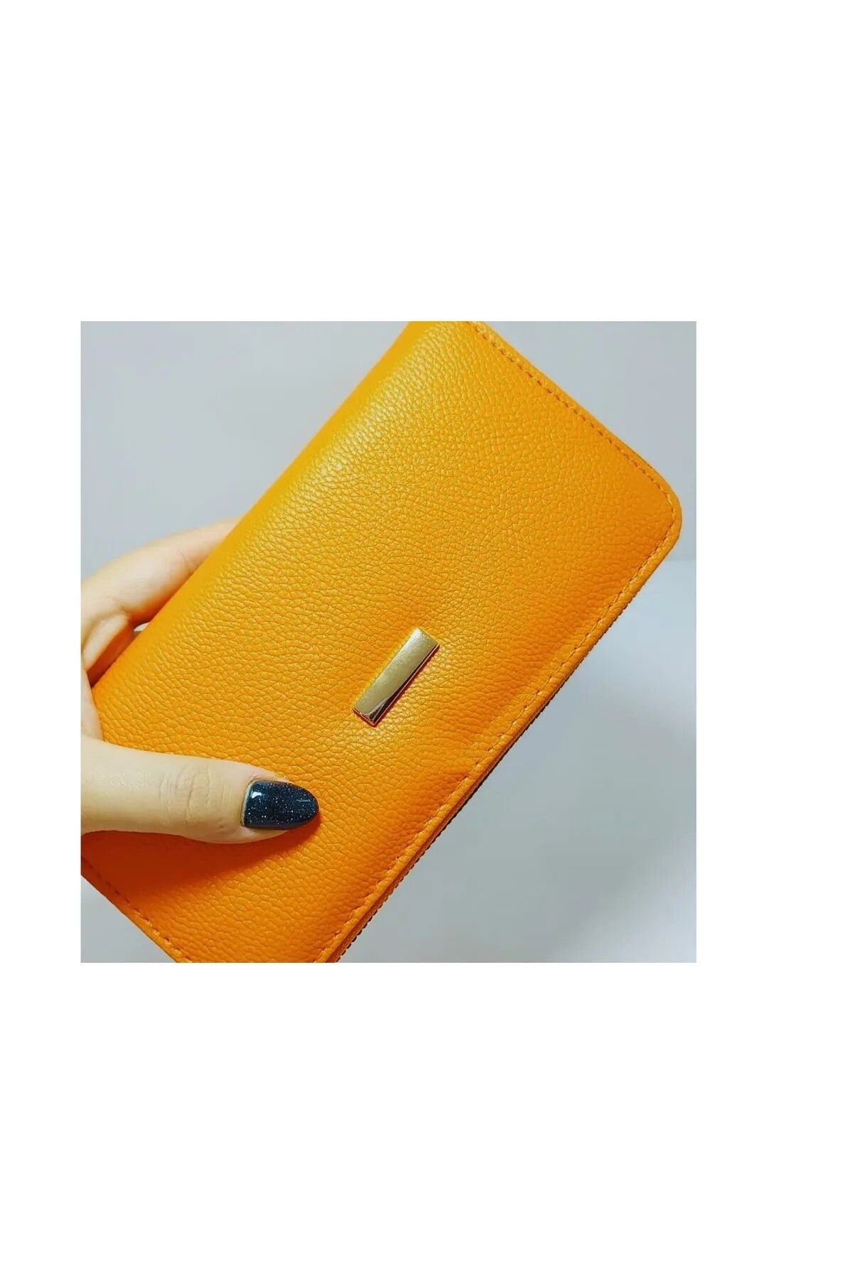 İZMİR.ACCESSORİZE TAKI & BİJUTERİ & AKSESUAR TURUNCU FERMUARLI KART BÖLMELİ MEKTUP CÜZDAN