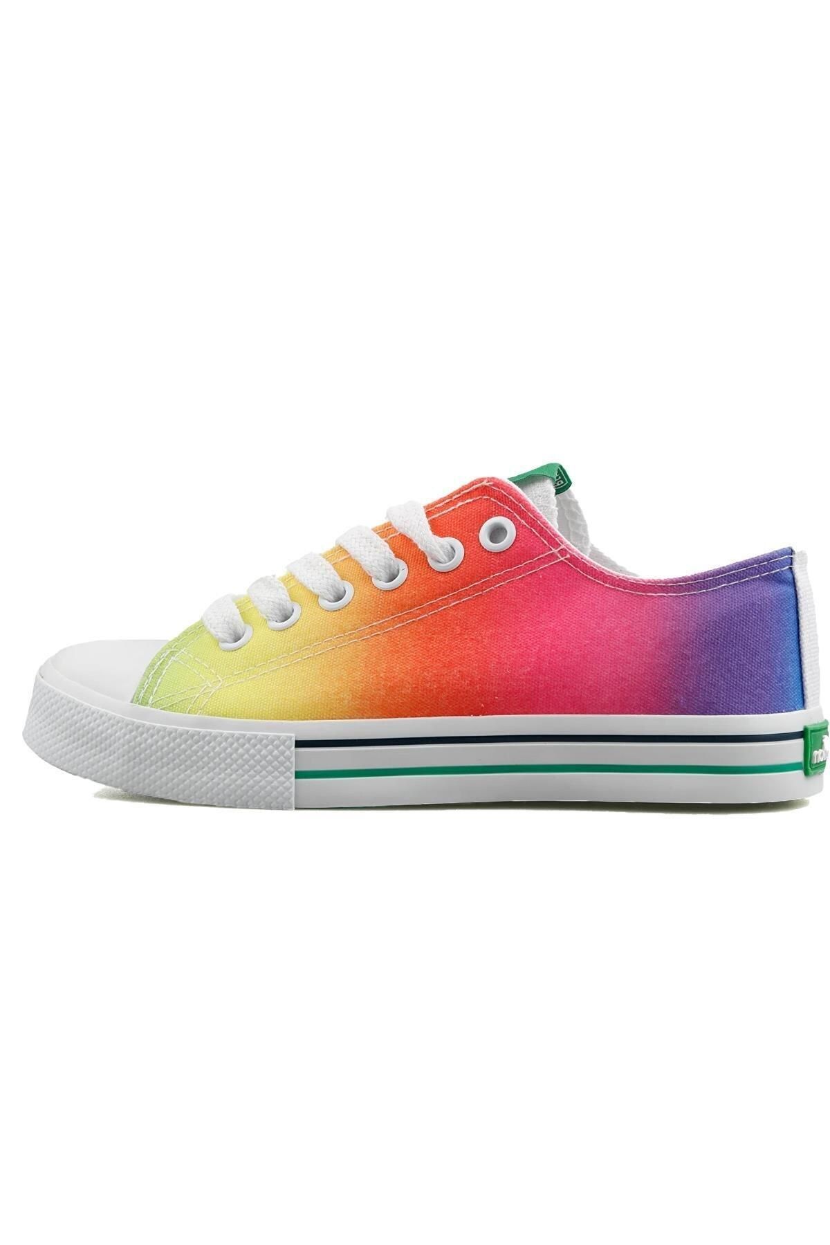 Benetton Günlük Canvas Kadın Bağcıklı Spor Ayakkabı Turuncu Sneaker