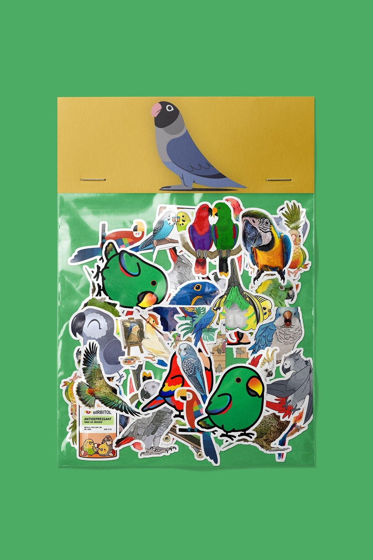 dadi ramba Papağan Sticker paketi - Bullet Journal - Ajanda - Planner - Laptop Etiket Çıkartma