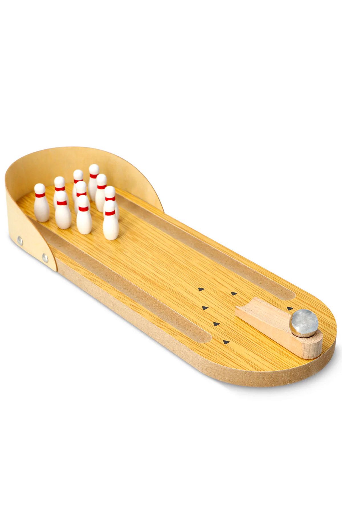 Binbirreyon Ahşap Mini Bowling Oyunu Masa Üstü Bowling Seti 30cm PC436