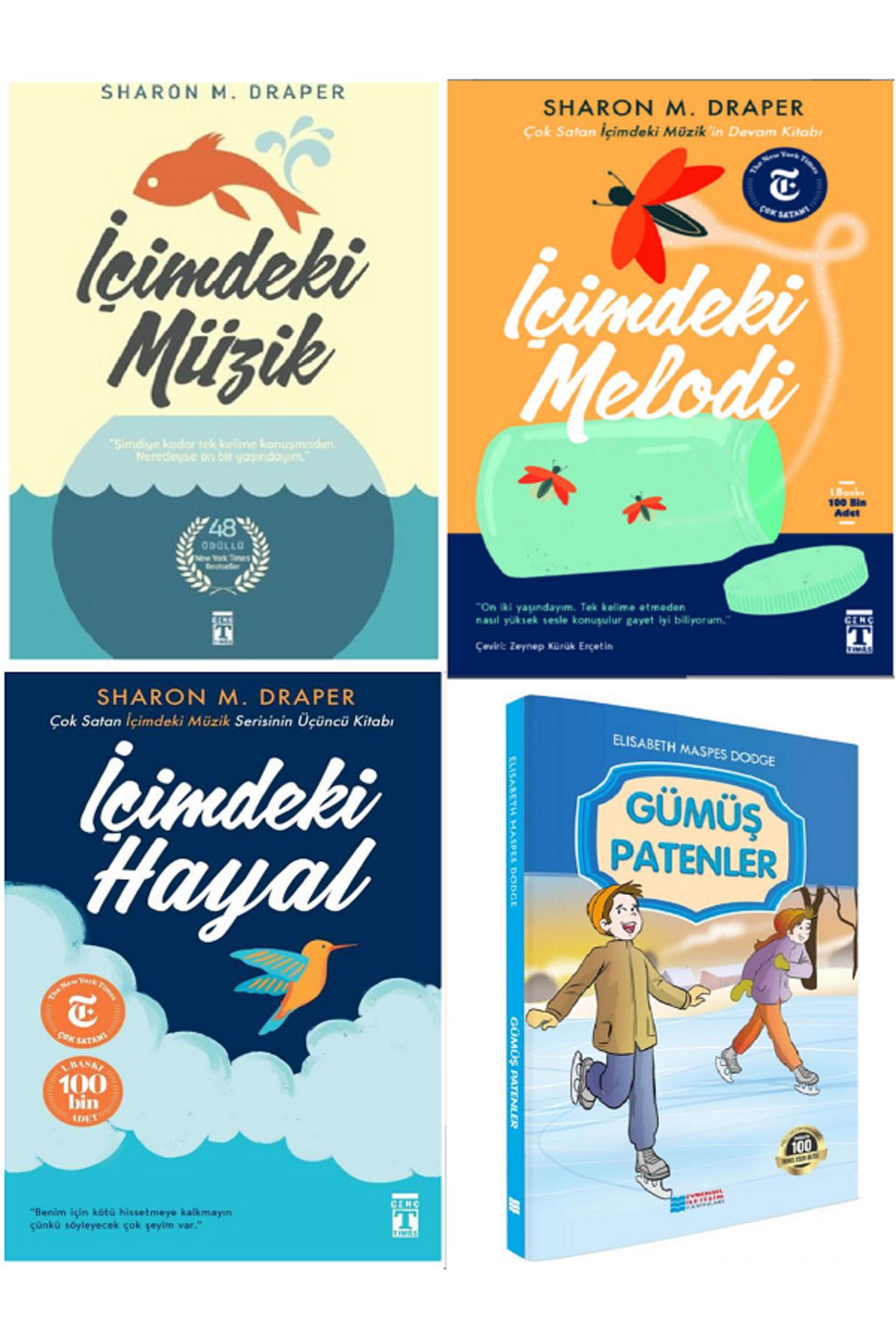 Evrensel İletişim Yayınları İçimdeki Müzik + İçimdeki Melodi + İçimdeki Hayal - Sharon M. Draper + Gümüş Patenler / 4 KİTAP SET