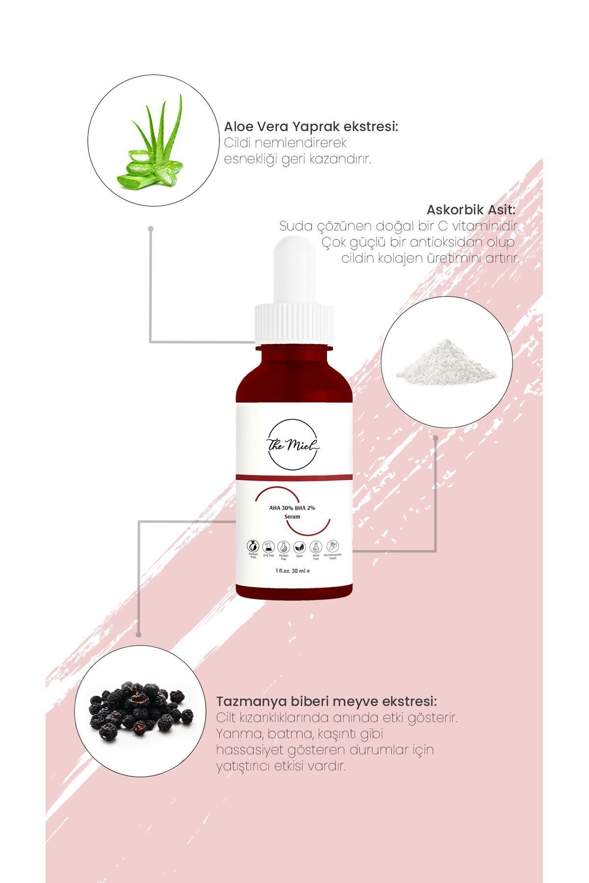 THE MİEL-Aha Bha Skin Tone Equalizing and Revitalizing Red Peeling Serum 30 ml (AHA 30% BHA 2%) 5