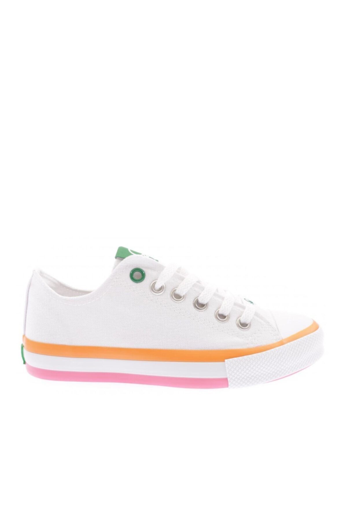 Benetton Günlük Canvas Bağcıklı Spor Ayakkabı Beyaz Sneaker