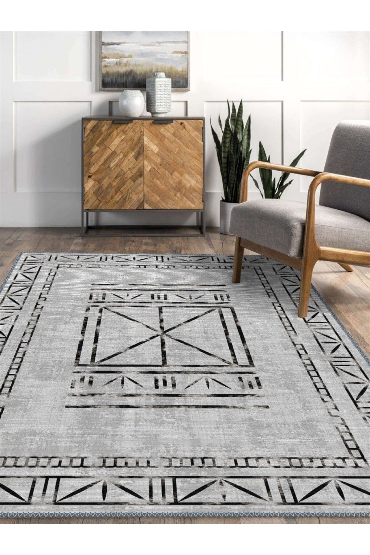 Serteks Iskandinav Kilim Desenli Halı, Dokuma Taban Dekoratif Şönil Halı