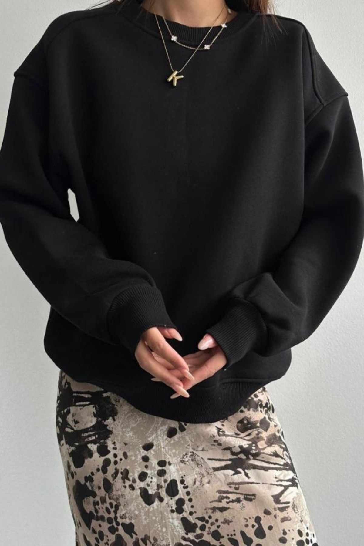 ModaLavida Omzu Ribana Bisiklet Yaka Basic Şardonlu Kadın Sweatshirt