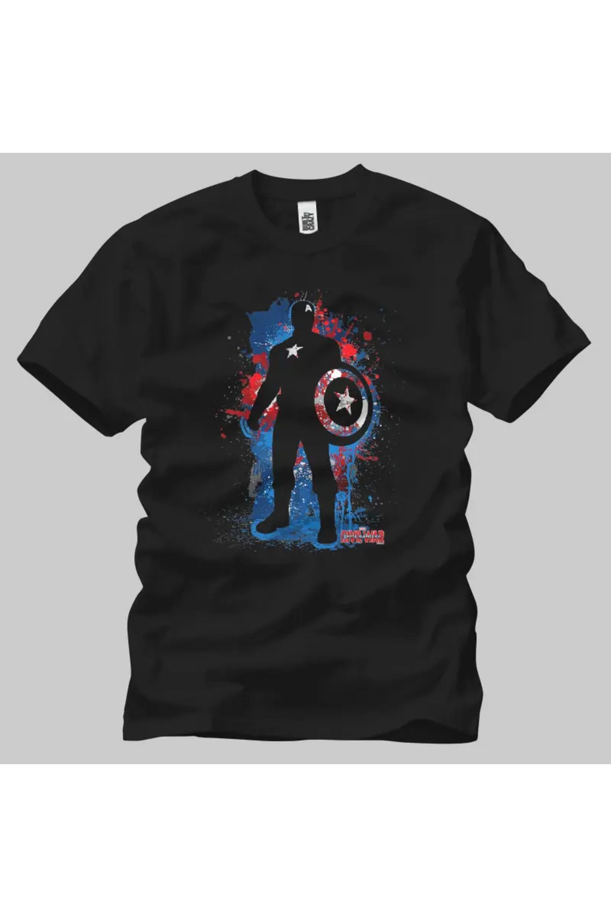 Built By Crazy Captain America Paint Splatter Silhouette Unisex Tişört