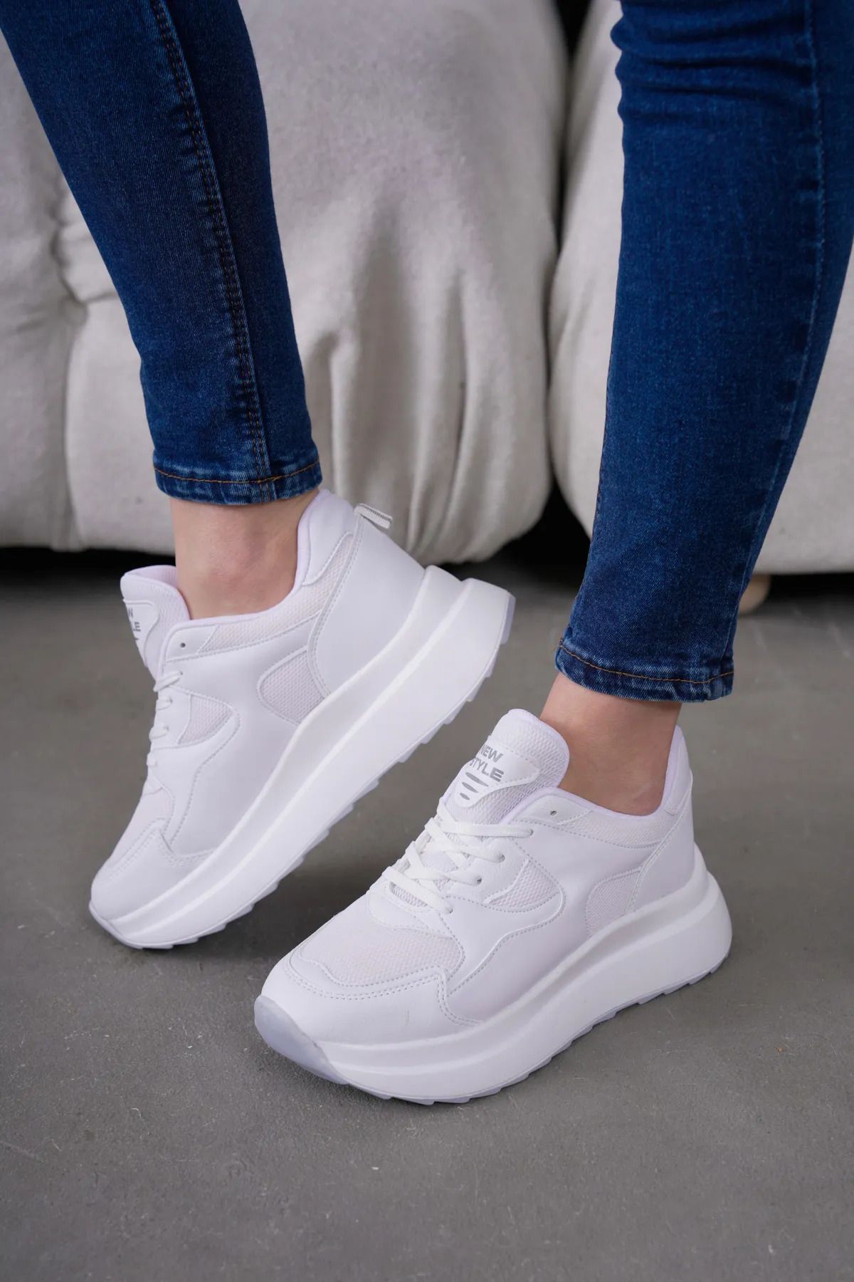 DeriWorld-Orthopedic Sole Ultra Comfortable Slip-on Unisex White Knitwear Sports Shoes 2