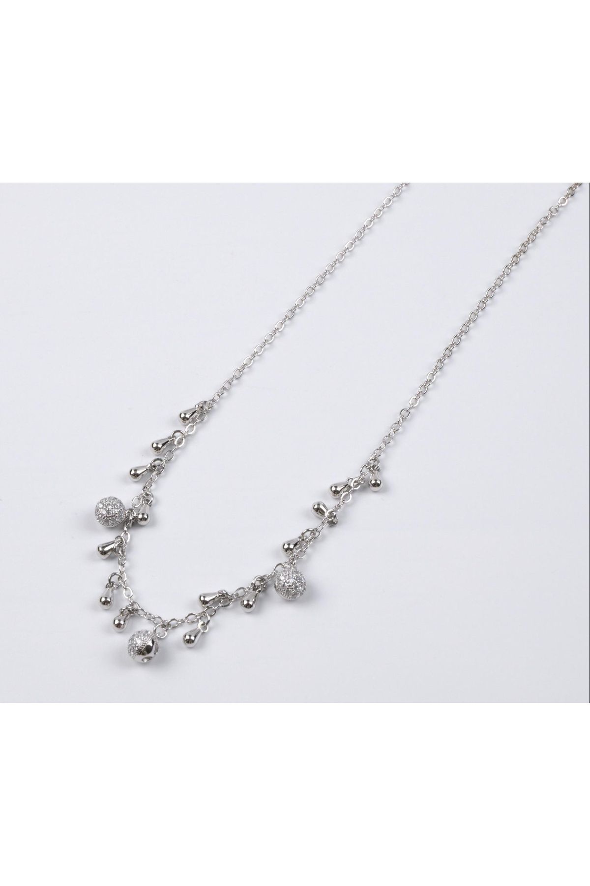 Marxwes TAŞLI TOP DETAY SILVER KOLYE