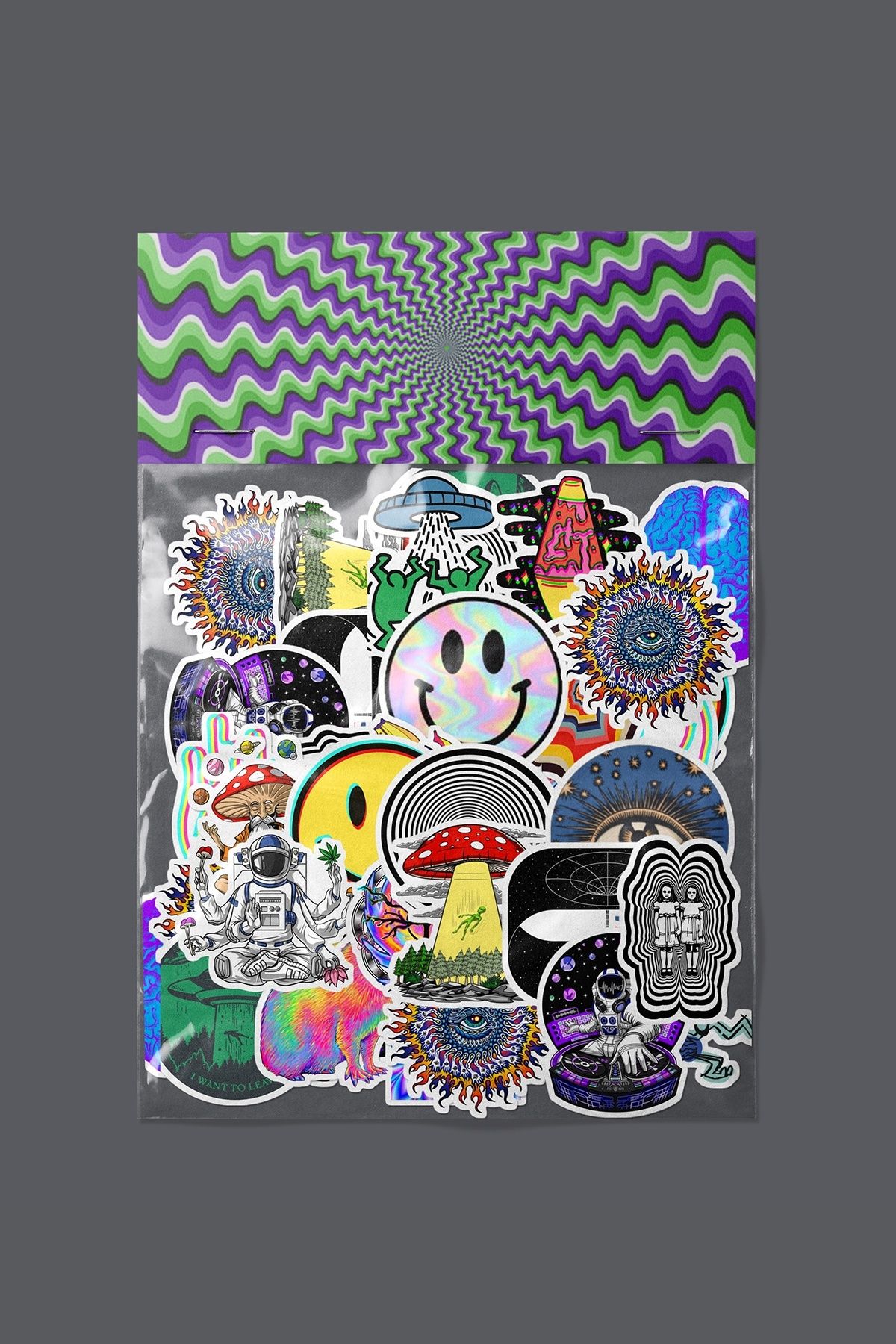 dadi ramba Psychedelic Sticker paketi - Bullet Journal - Ajanda - Laptop Etiket Çıkartma