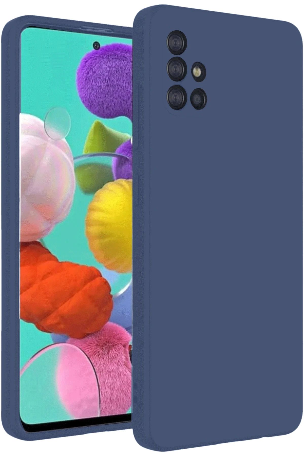 NewFace Galaxy A31 Kılıf Nano içi Kadife Silikon - Lacivert  uyumlu