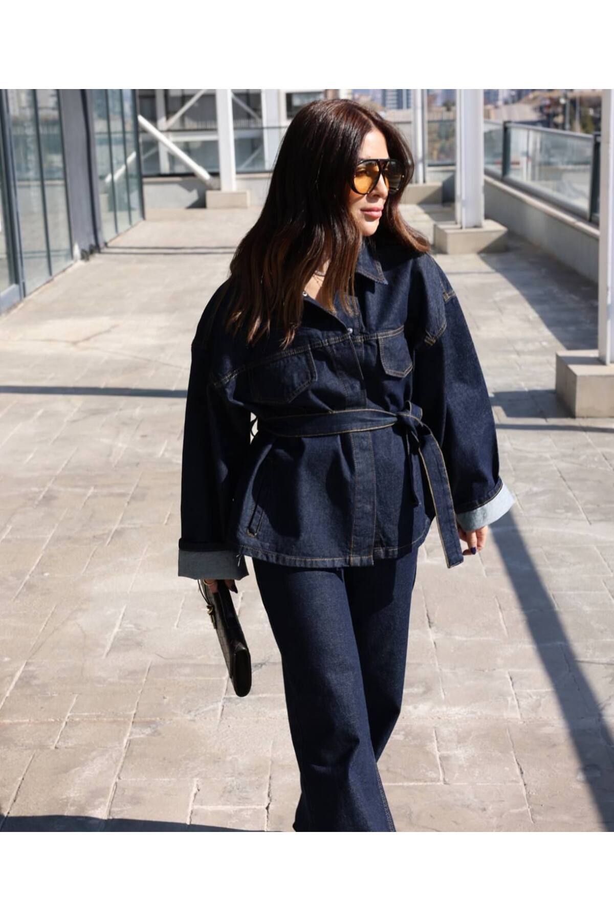 FOXY Freaky Collection Koyu Mavi Lacivert Yüksek Bel Jean Pantolon