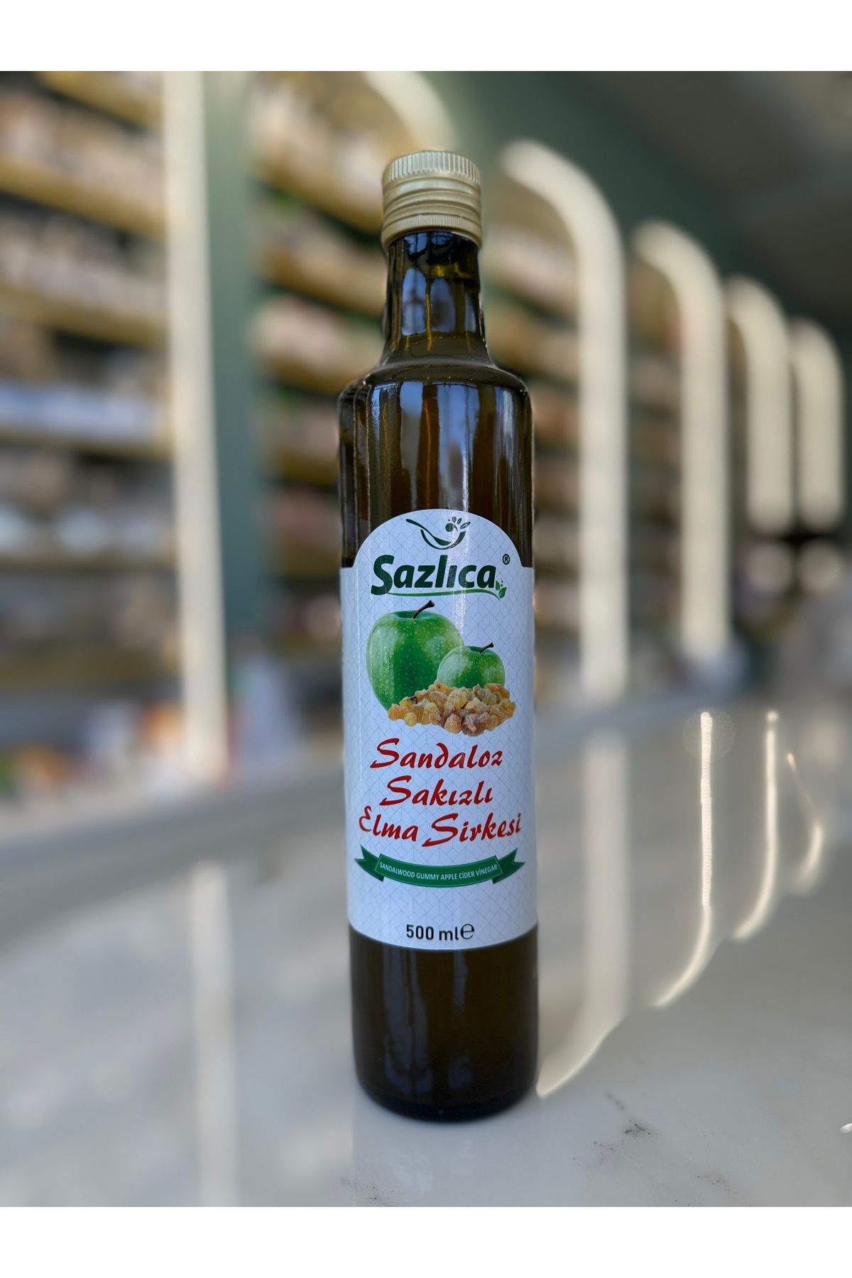 Sazlıca Organik SAZLICA SANDALOZ SAKIZLI ELMA SİRKESİ 500 ML
