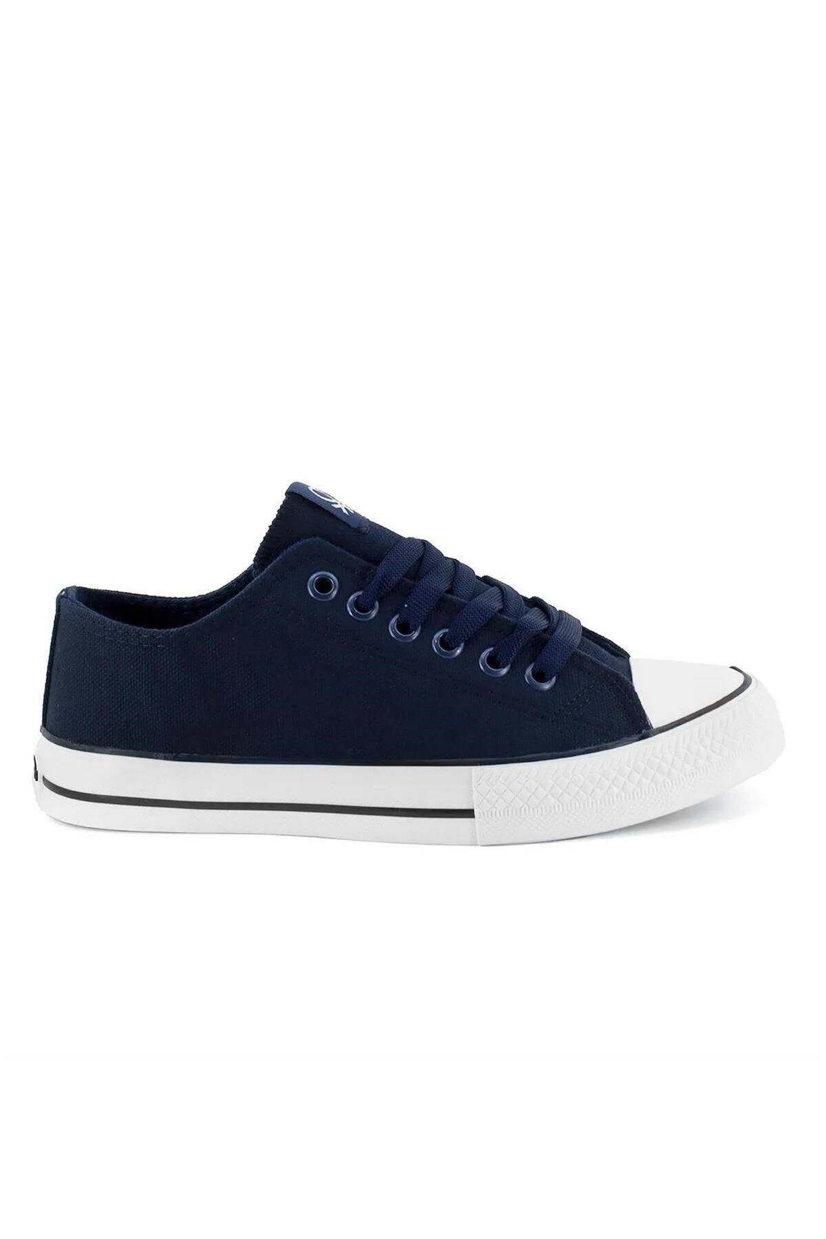 Benetton Canvas Bağcıklı Günlük Spor Ayakkabı Lacivert-Beyaz Sneaker