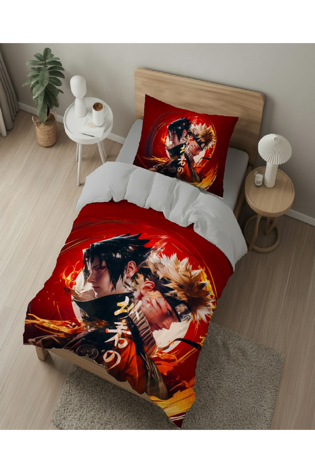 hediyechy Gift Duvet Cover Narutuvs Temali 3d Dijital Baskılı Tek Kişilik Nevresim Takımı Çarşafsız