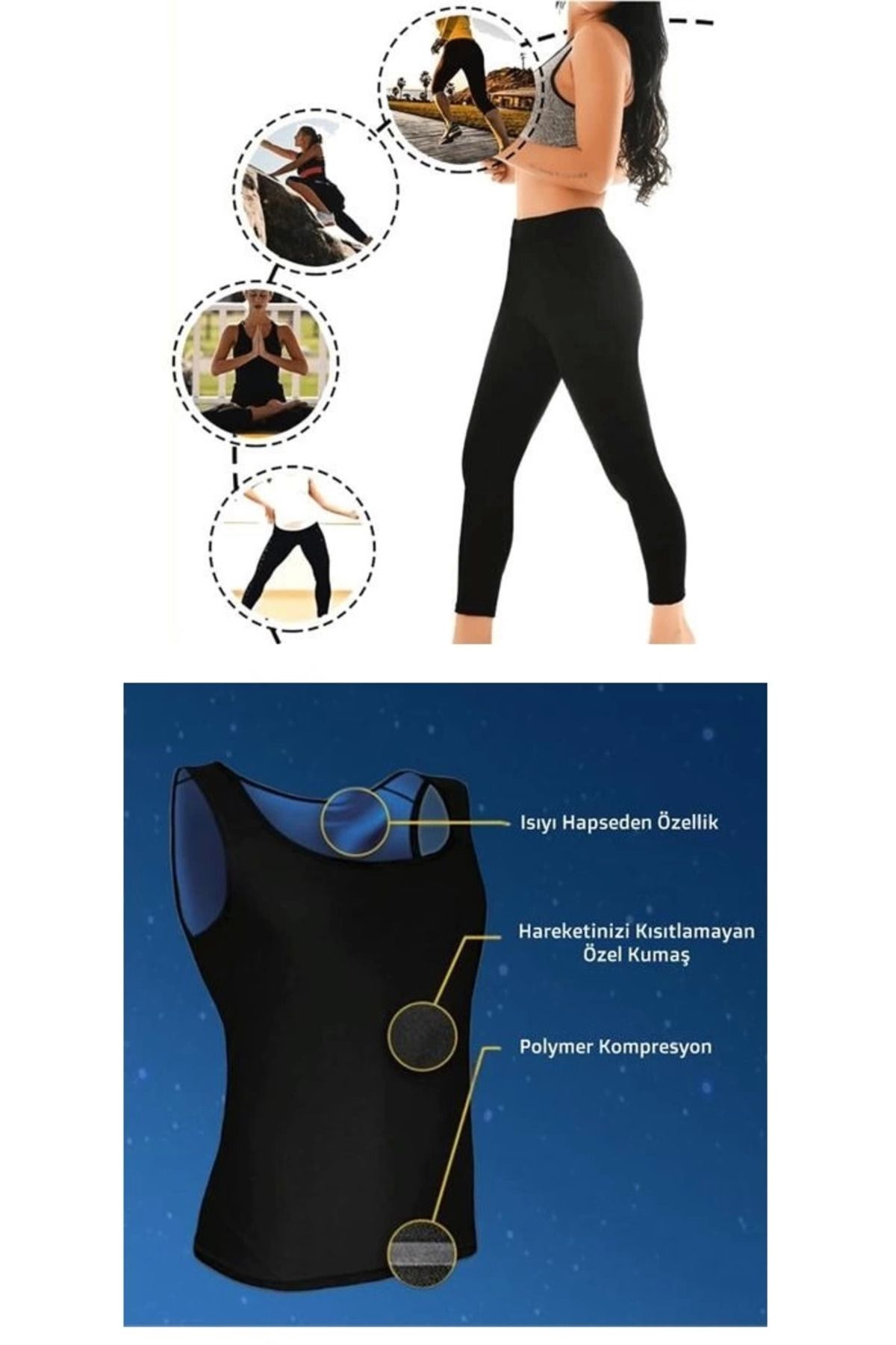 karadağsb Termal Sauna Tayt + Atlet Takım ( L ) Neotex Terletme Takımı