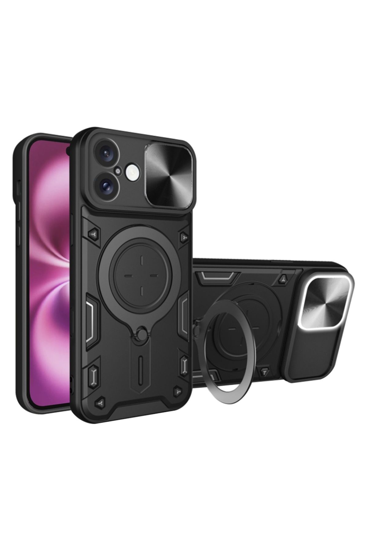 SKYDDAR INNOVATION Husă Pentru Iphone 16 Plus, Camguard Pro, Inel Magnetic, Protecție Cameră, Neagră, Set Autocolante - One Size