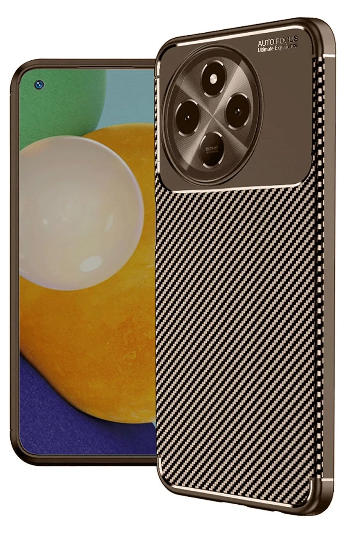 NewFace Tecno Spark 30 Pro Kılıf Auto Focus Karbon Kapak - Kahverengi MRAYD