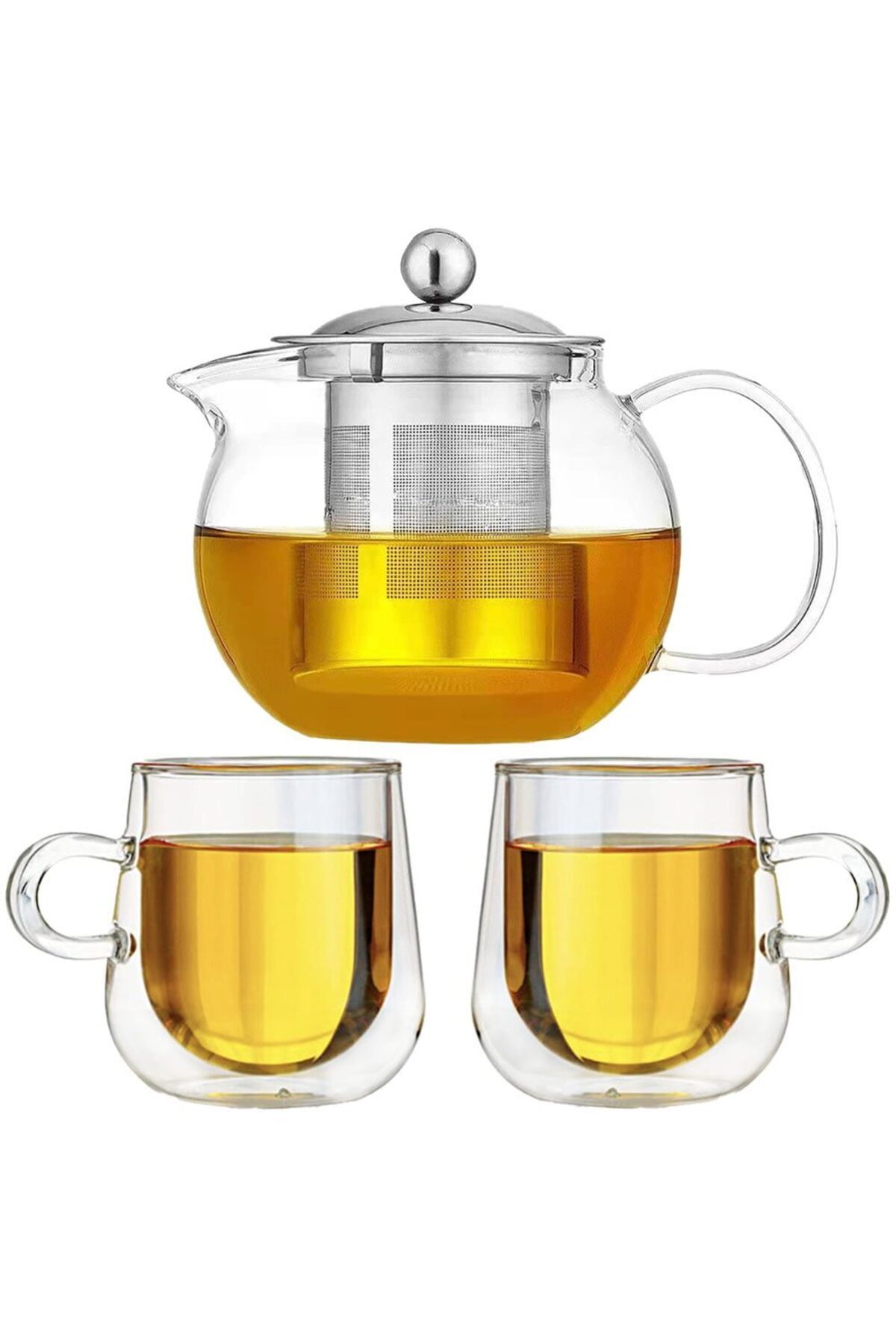Quasar & Co.-2-cup teapot set, Quasar & Co.®, with infuser, lid and 2 double-walled mugs, 650 ml/2x250 ml 1