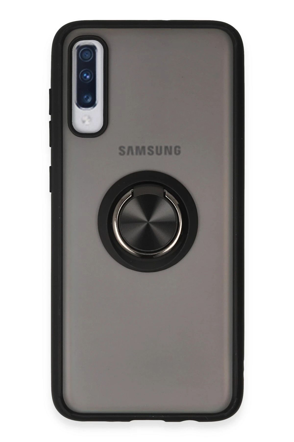 NewFace Samsung Galaxy A70 Kılıf Montreal Yüzüklü Silikon Kapak - Siyah JOJUA