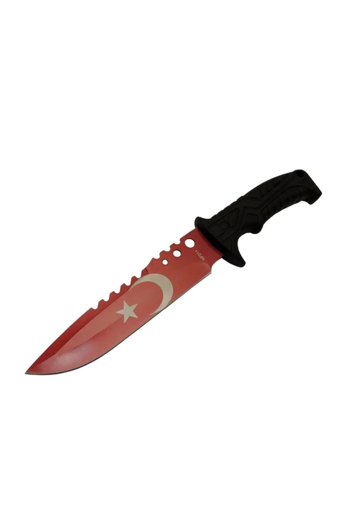 Esrion Bora Ayyıldız Mf011 Rd Kırmızı Av Bıçağı 31cm - Testere Detaylı Bıçak, Kılıflı, Plastik Sap