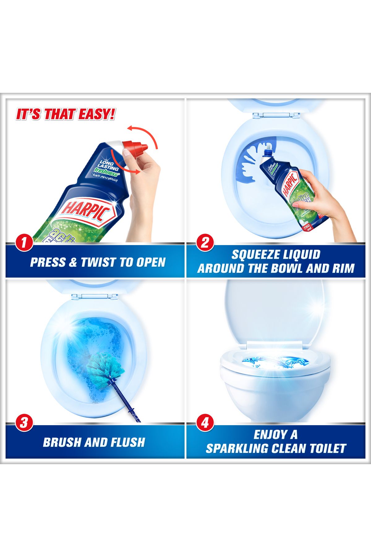 Harpic-Power Plus Toilet Cleaner, Citrus Scent, 750ml X 3 3