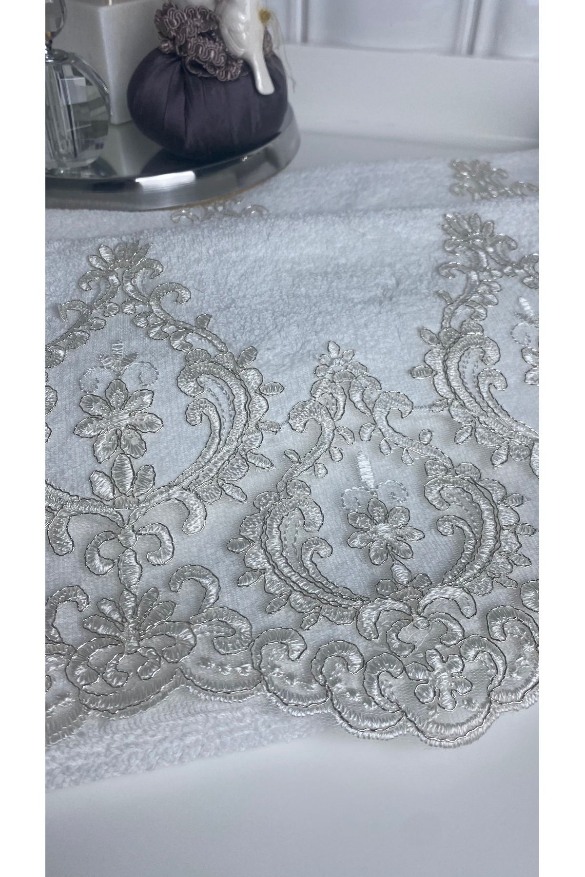 MEYN COLLECTİON 2'li Sim Güpürlü Harem Çeyizlik, Hediyelik El Havlusu