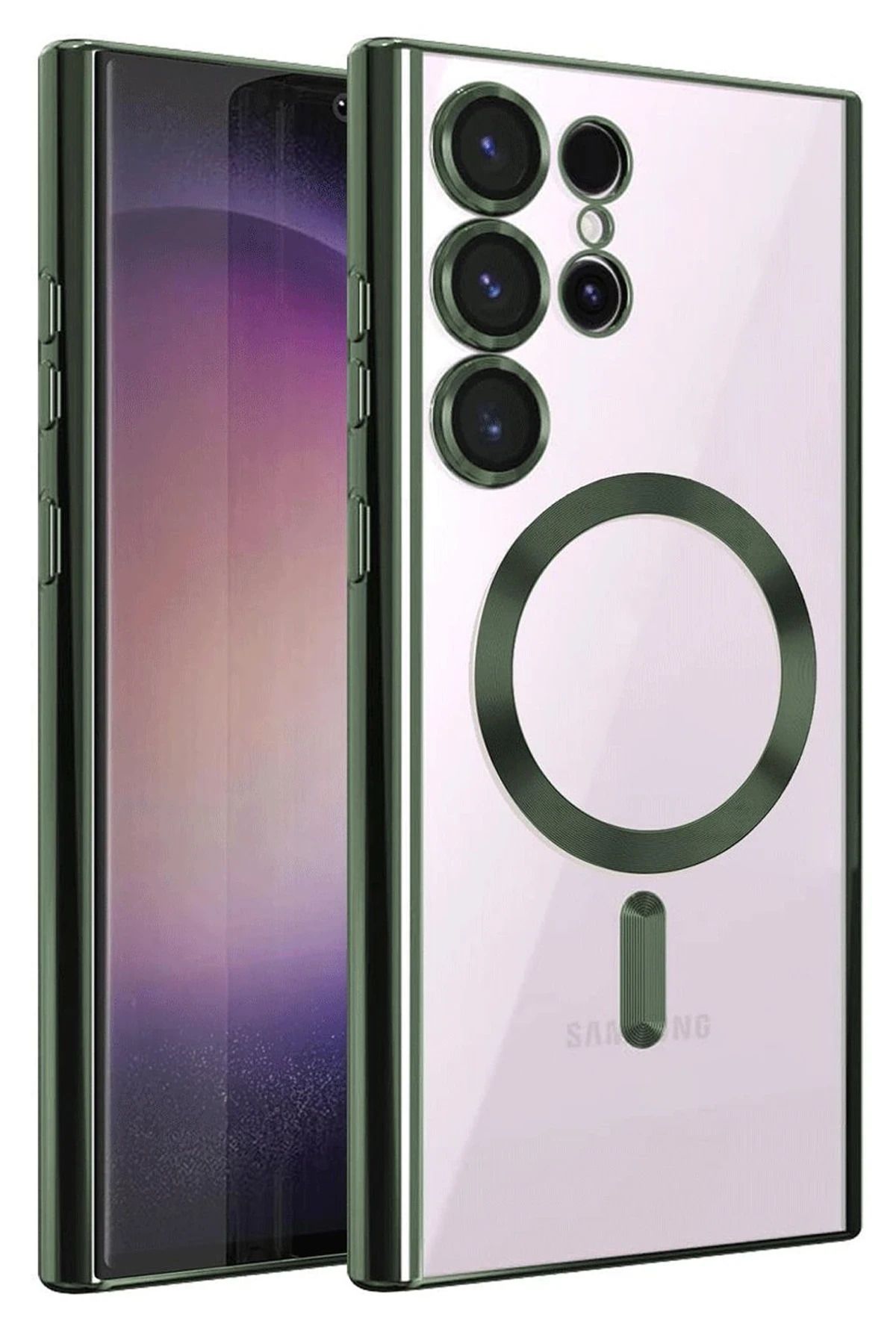 NewFace Samsung Galaxy S25 Ultra Kılıf Kross Magneticsafe Kapak - Koyu Yeşil YNSMR