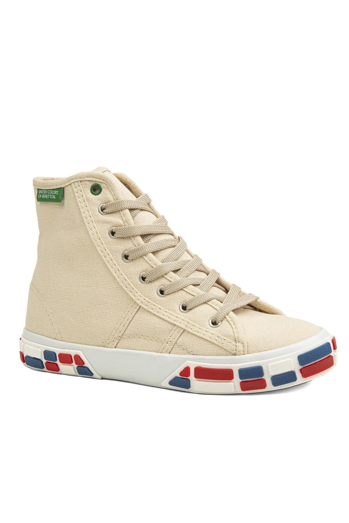 Benetton Günlük Bilek Boy Bağcıklı Spor Ayakkabı Bej Sneaker