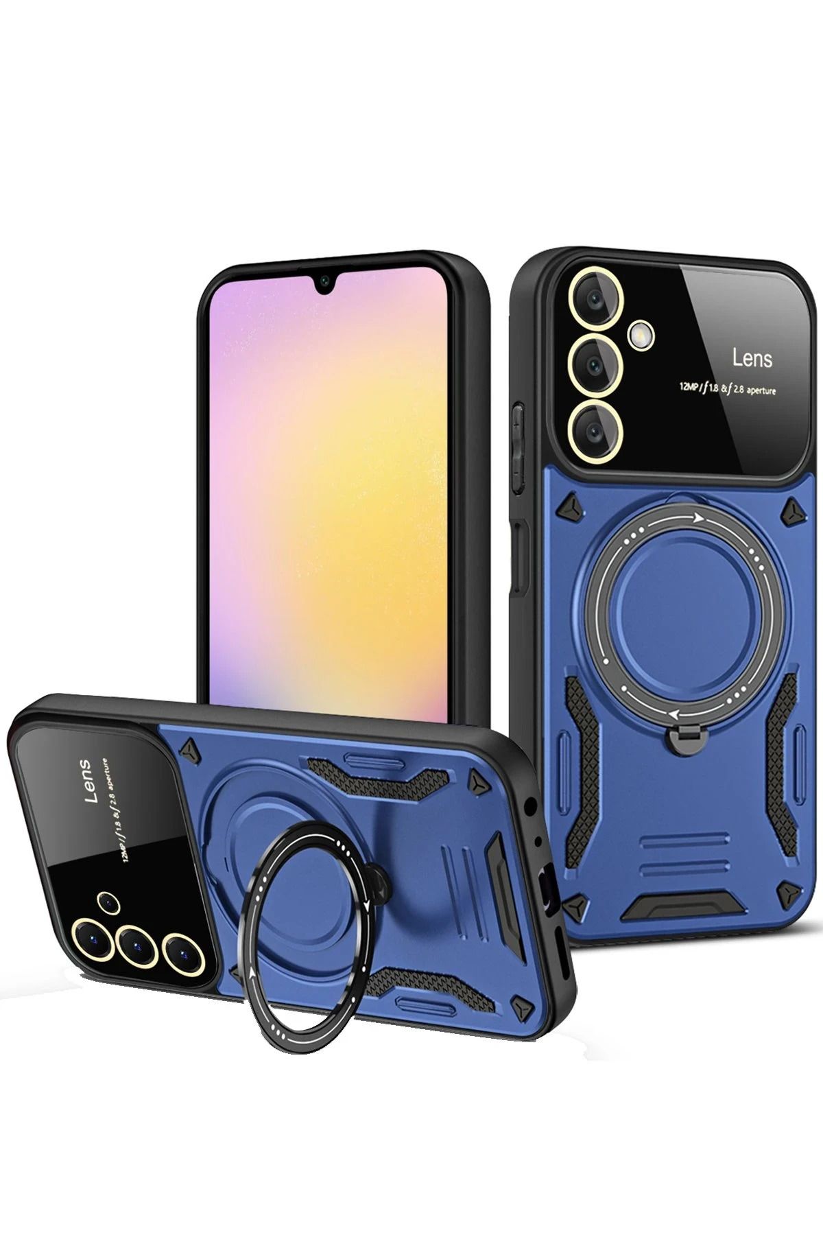 NewFace Samsung Galaxy A54 5G Kılıf Joy Lens Standlı Kapak - Lacivert FERRG