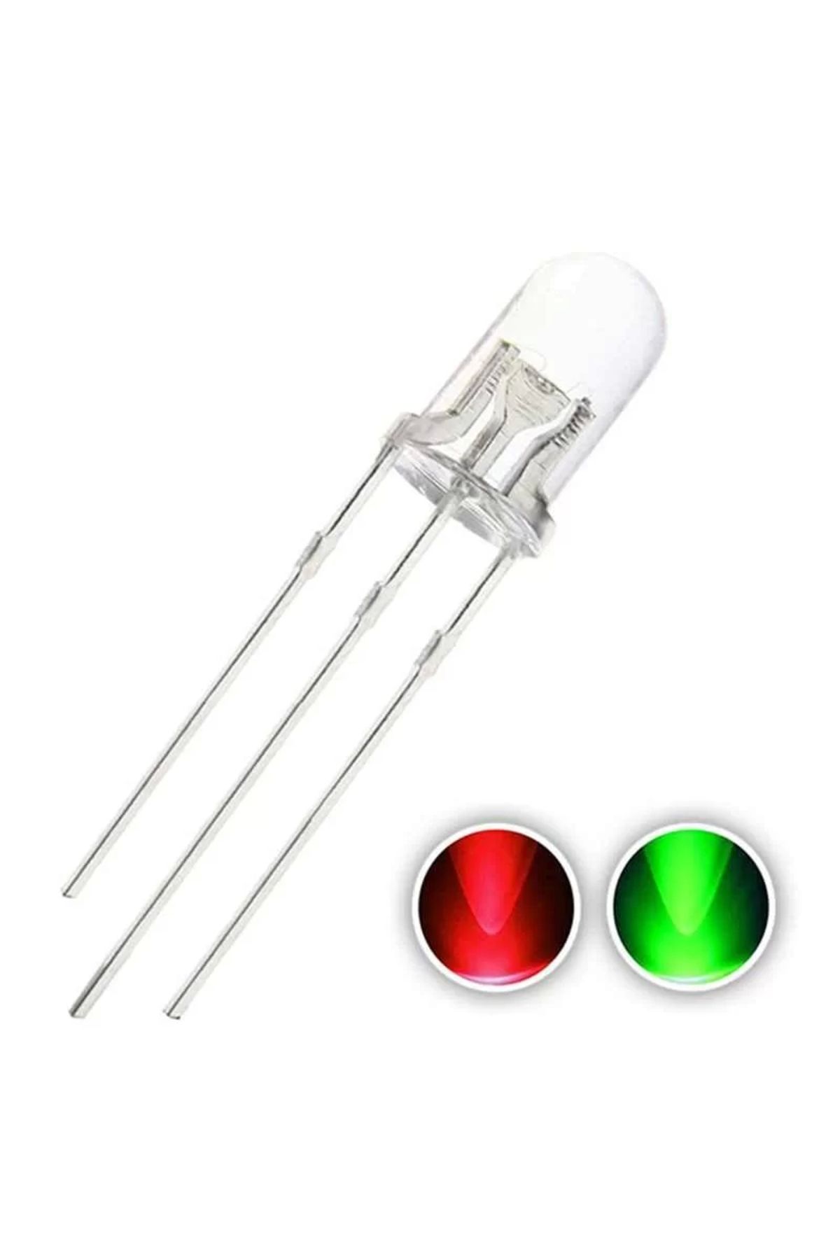 TIEE 5mm LED Yeşil-Kırmızı Ortak Katot Çift Renkli Şeffaf