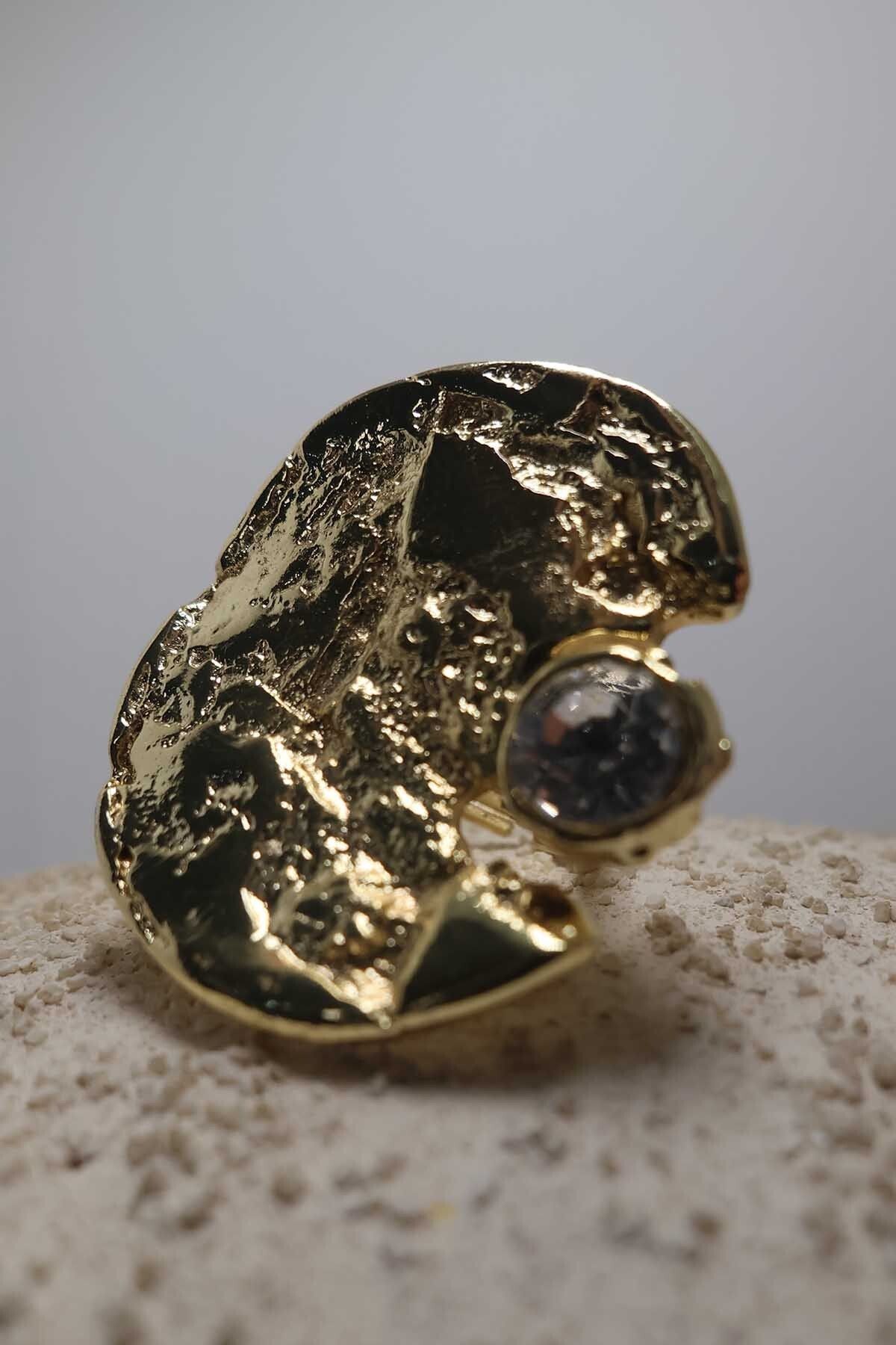 BYP Atelier Taşlı Dolunay Yüzük Gold