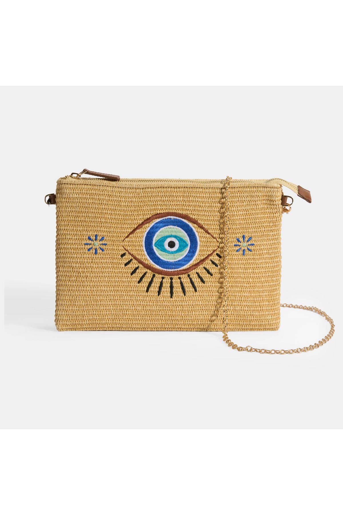 Desa Kadın Taba Göz Nakışlı Hasır Clutch