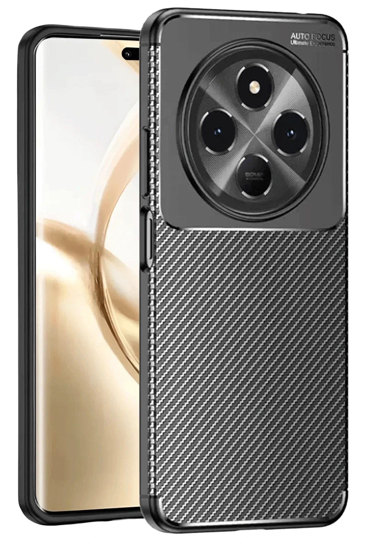 NewFace Tecno Spark 30C Kılıf Auto Focus Karbon Kapak - Siyah MRAYD