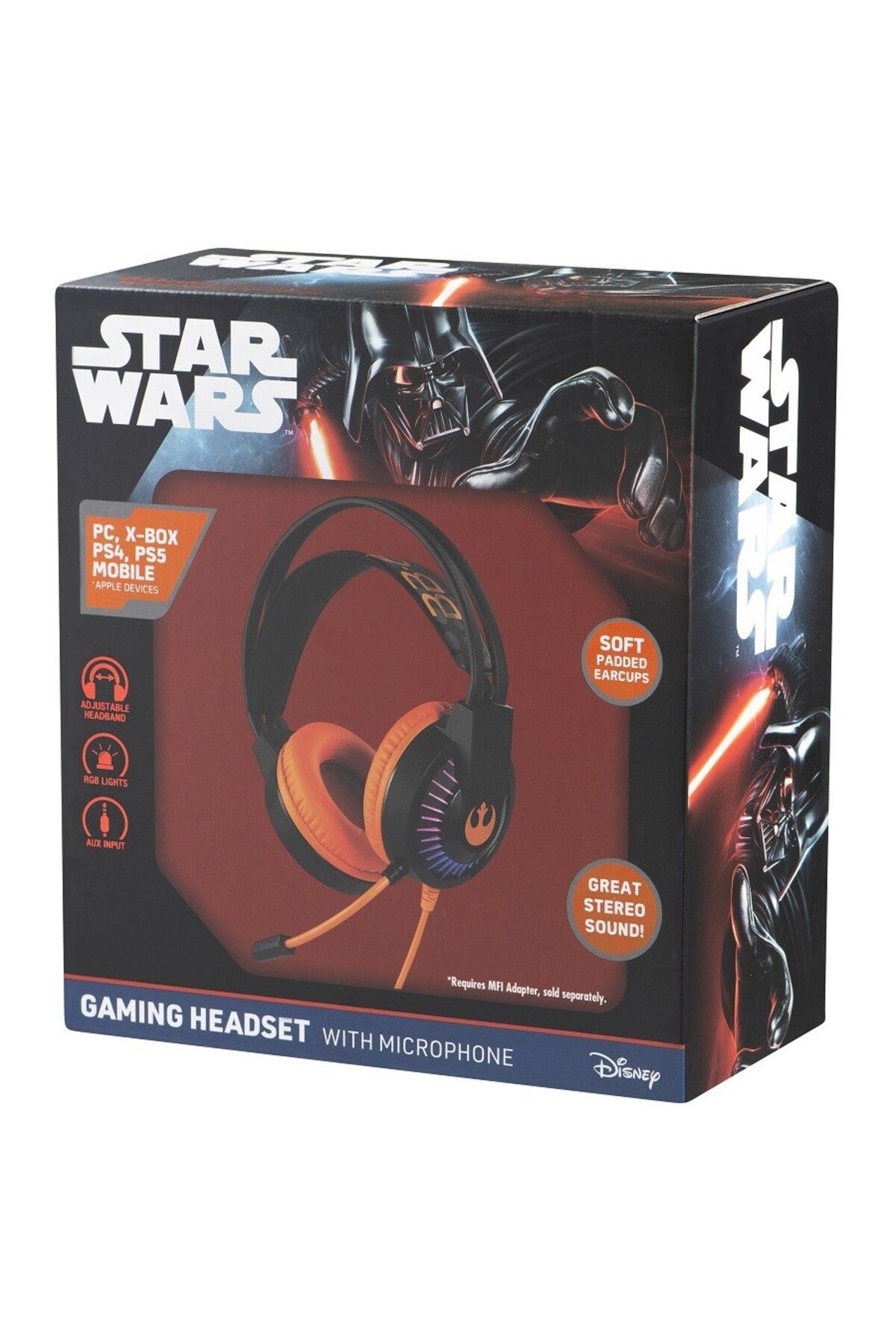 Volkano Star Wars Kablolu Kulaklık Led Işıklı Mikrofonlu Lisanslı 2 yıl garantili SW-2000-DS
