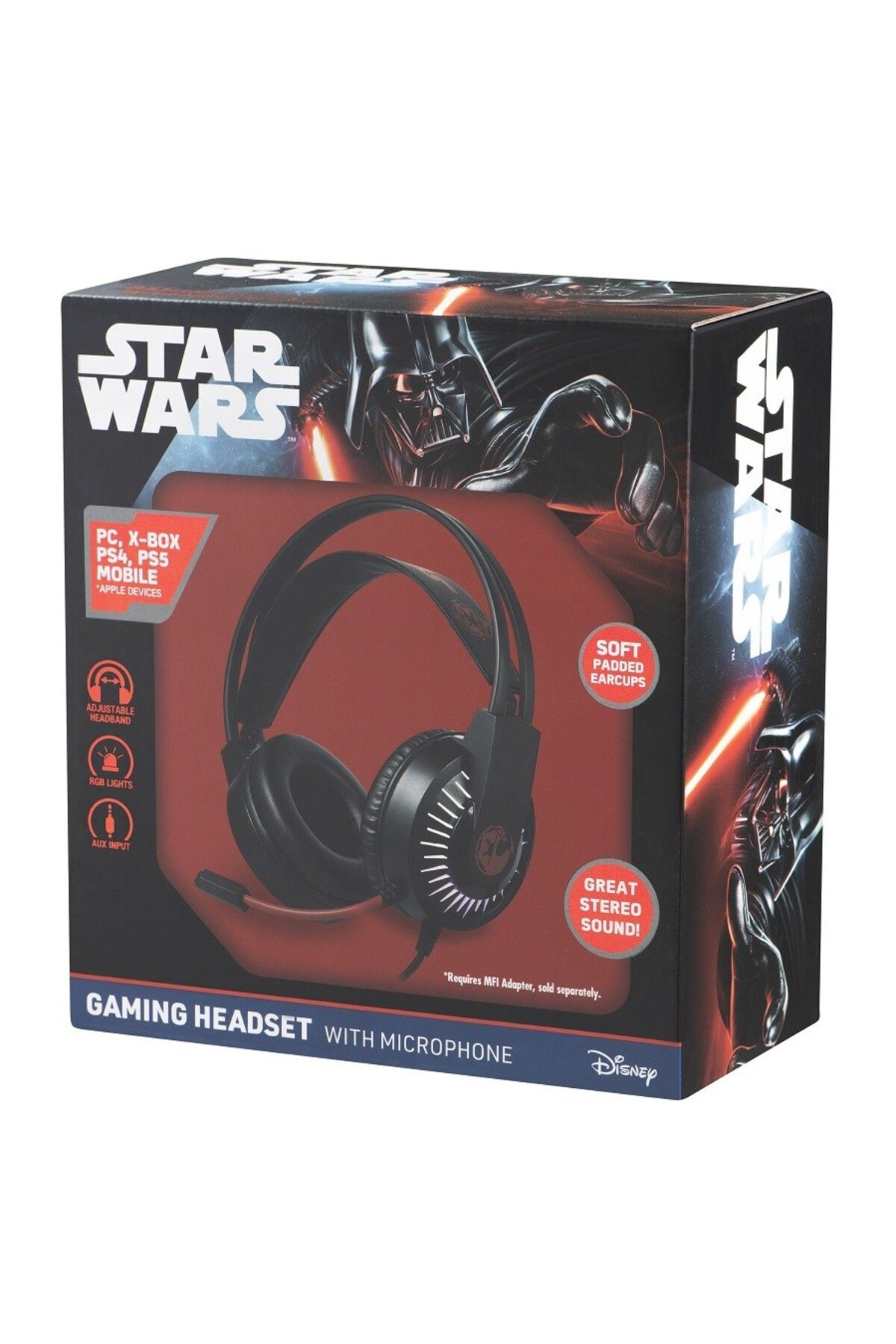 Volkano Star Wars Kablolu Kulaklık Led Işıklı Mikrofonlu Lisanslı 2 yıl garantili SW-2000-BB