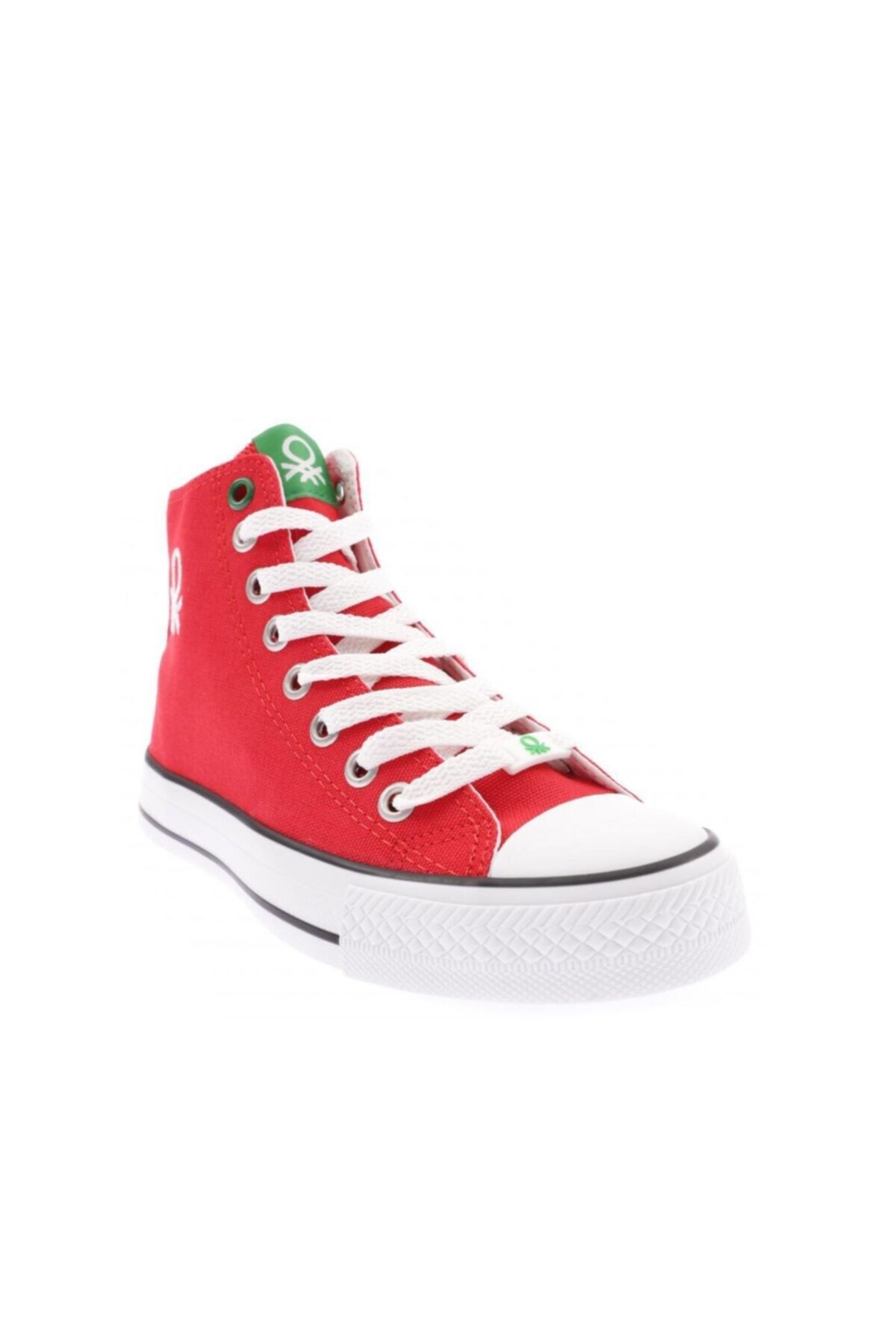 Benetton Günlük Bilek Boy Canvas Kadın Bağcıklı Spor Sneaker Kırmızı Ayakkabı